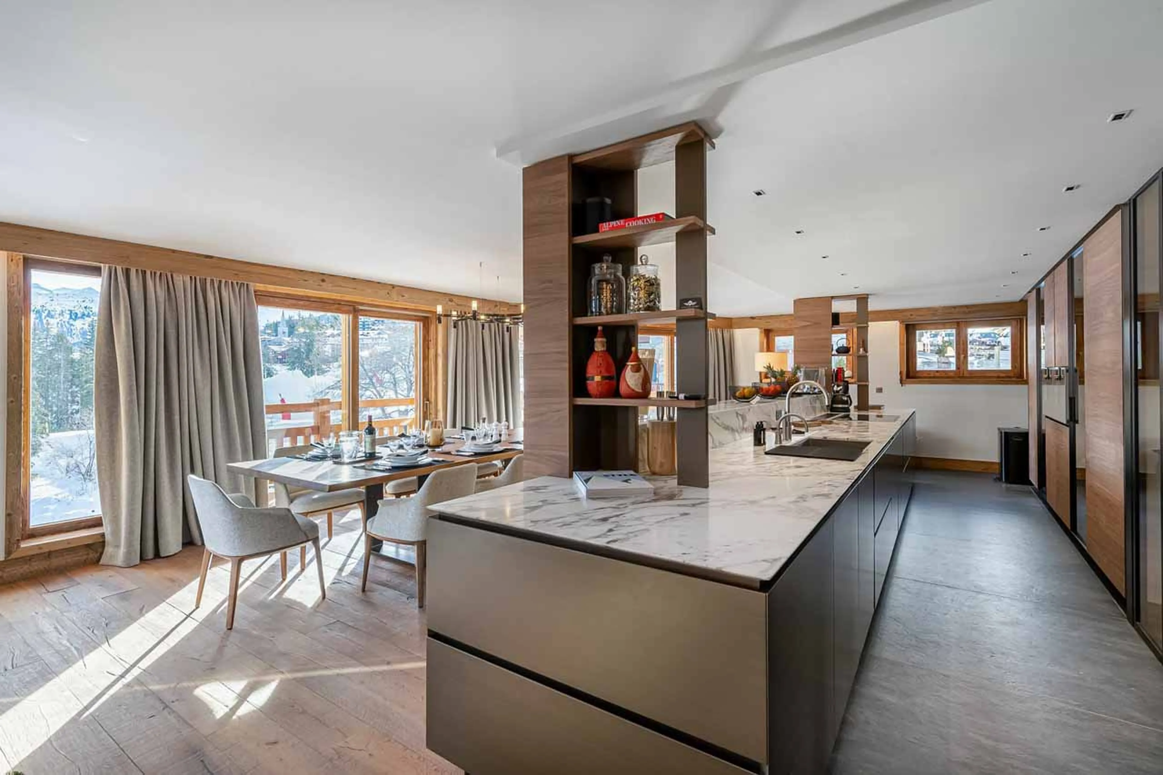 Kitchen island at Chalet Les Bruxellois in Courchevel 1850