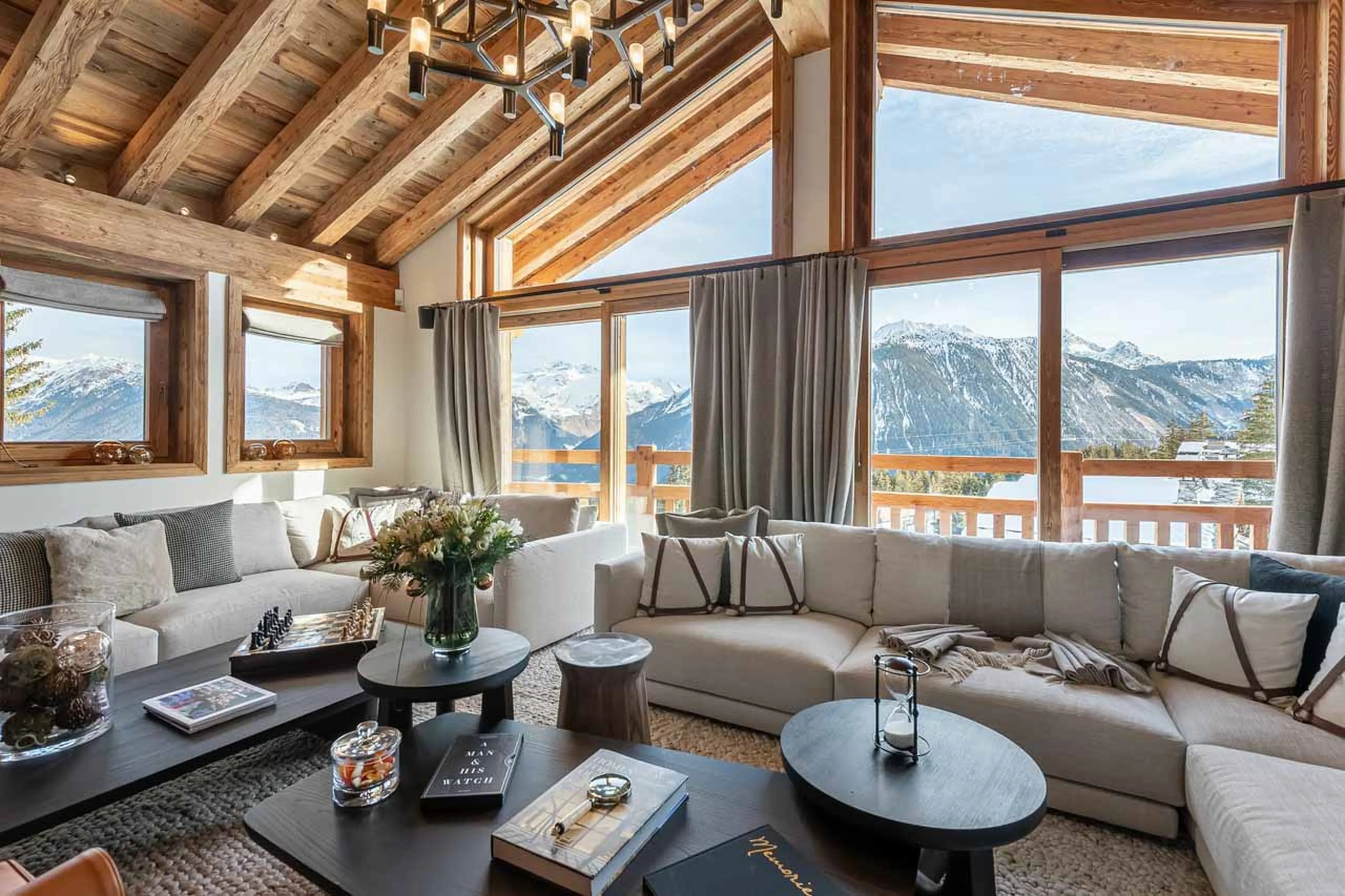 Balcony off living room at Chalet Les Bruxellois in Courchevel 1850