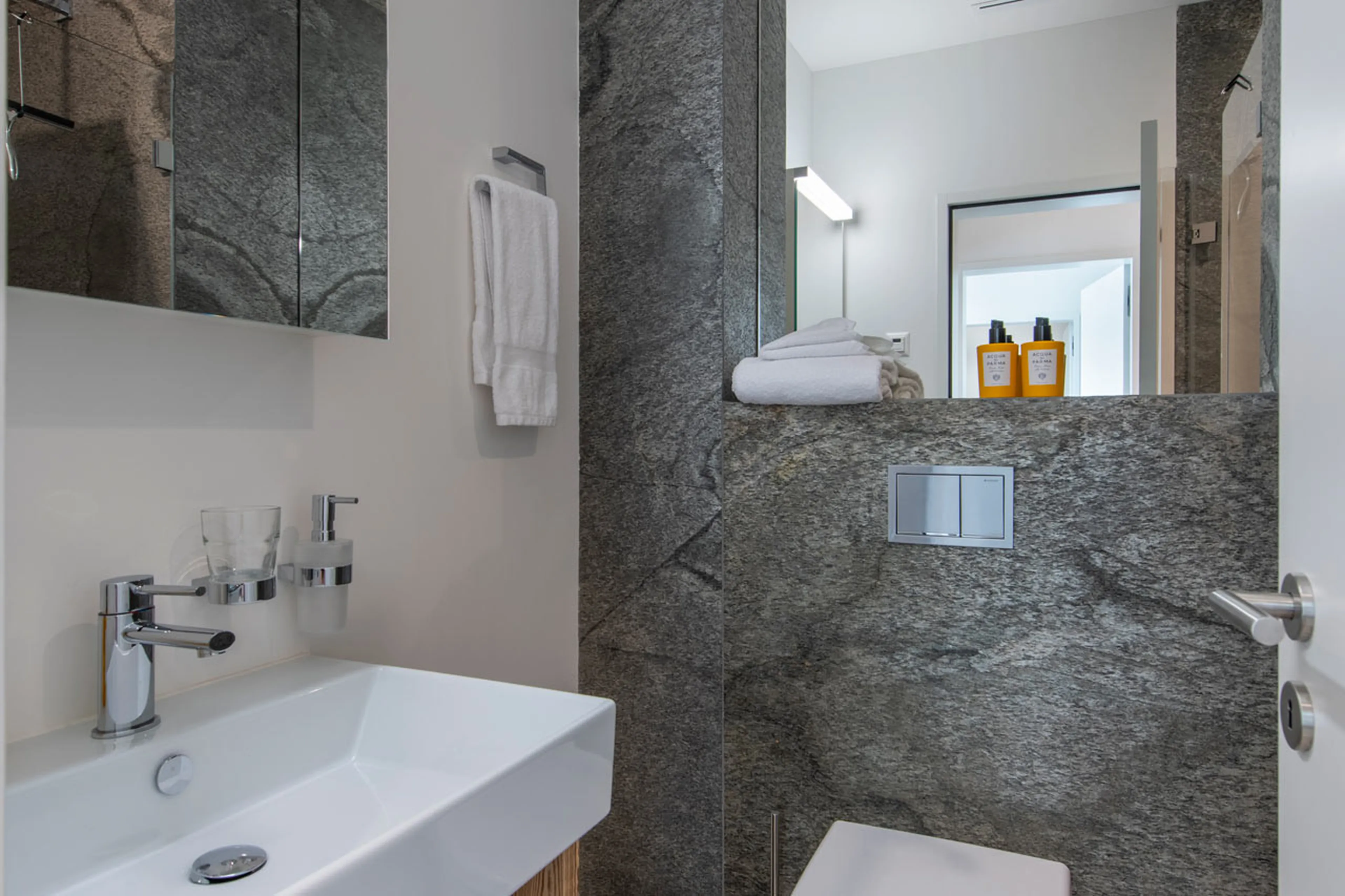 Private shower room at Chalet Buelenhorn in Davos