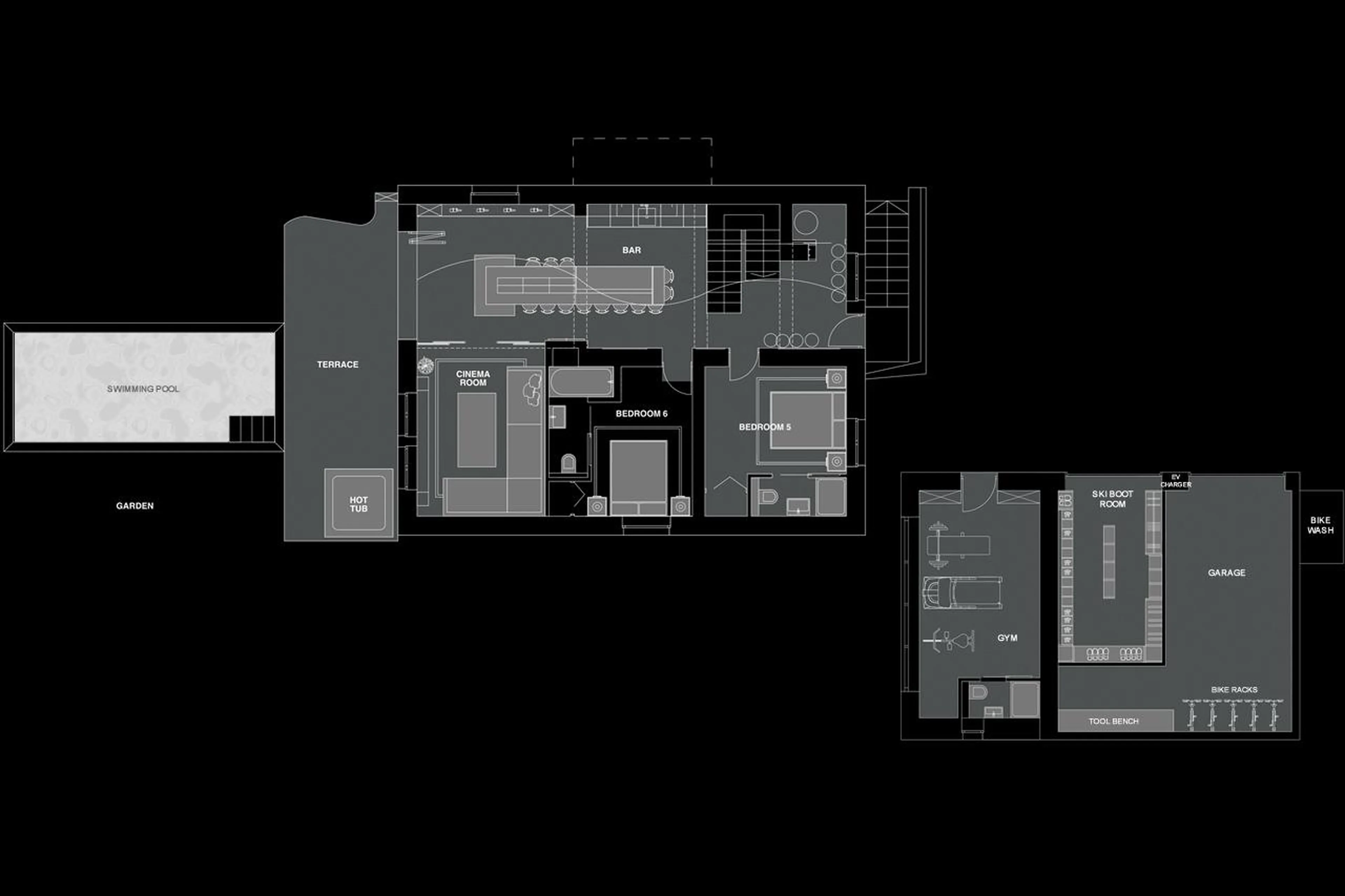 Level 0 floor plan of Chalet The Bungo in Morzine