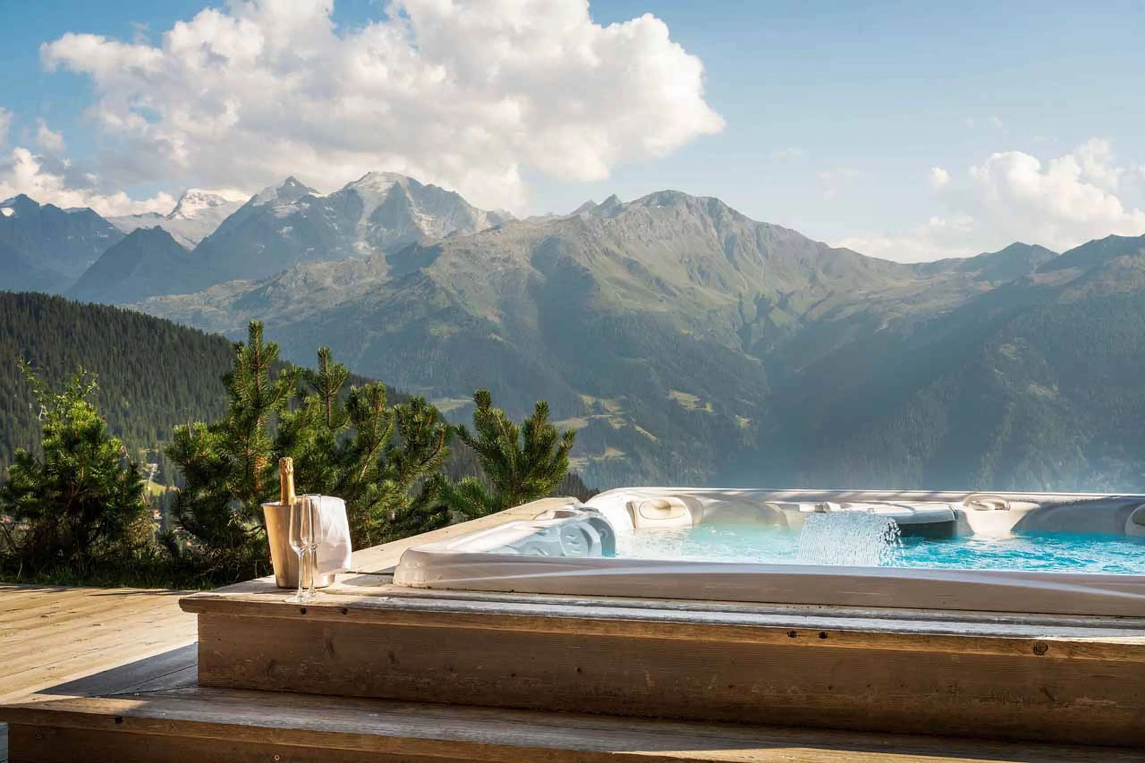Views from hot tub of Chalet Calima in Verbier