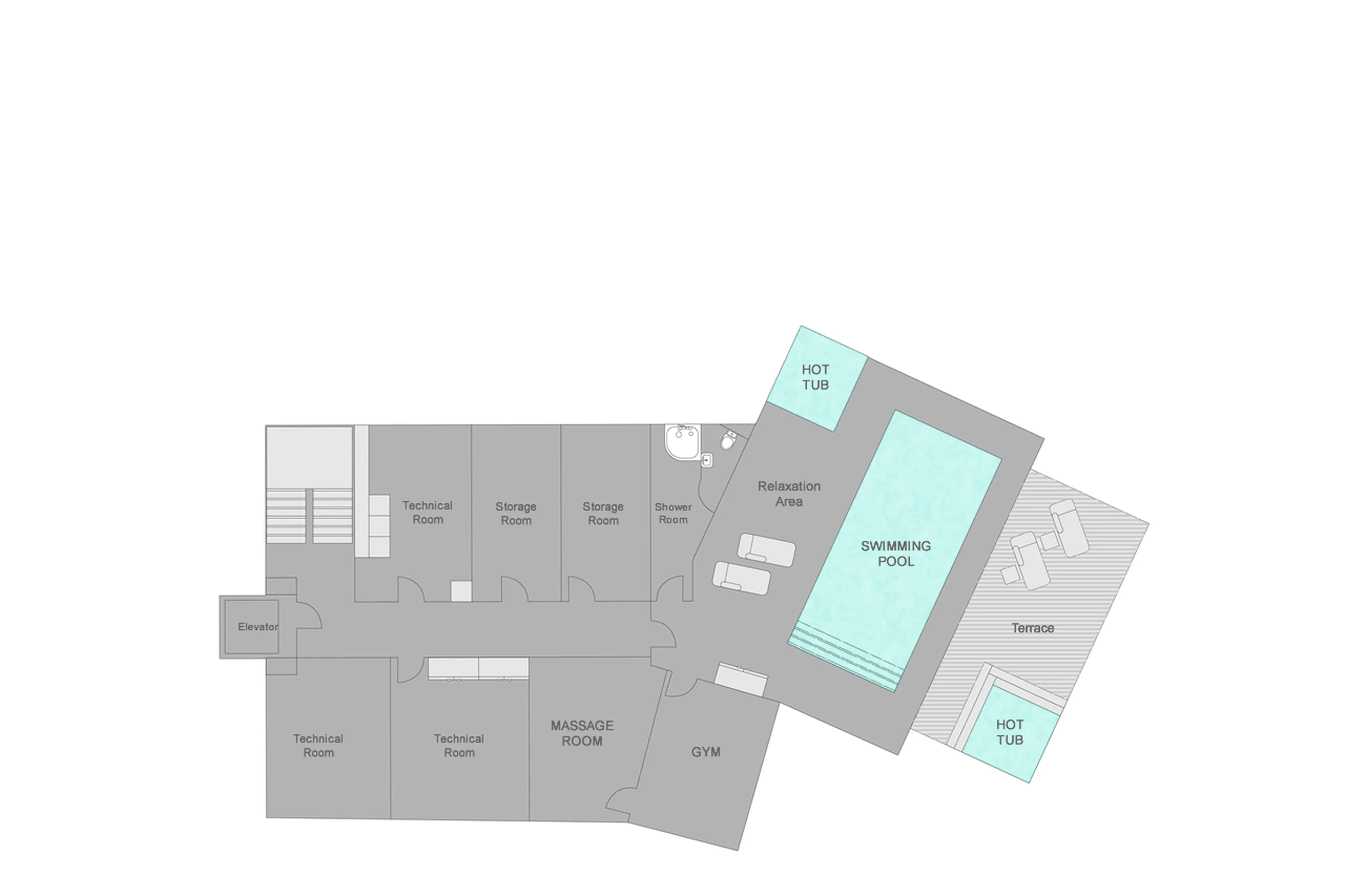 Level -1 floor plan of Chalet Calima in Verbier