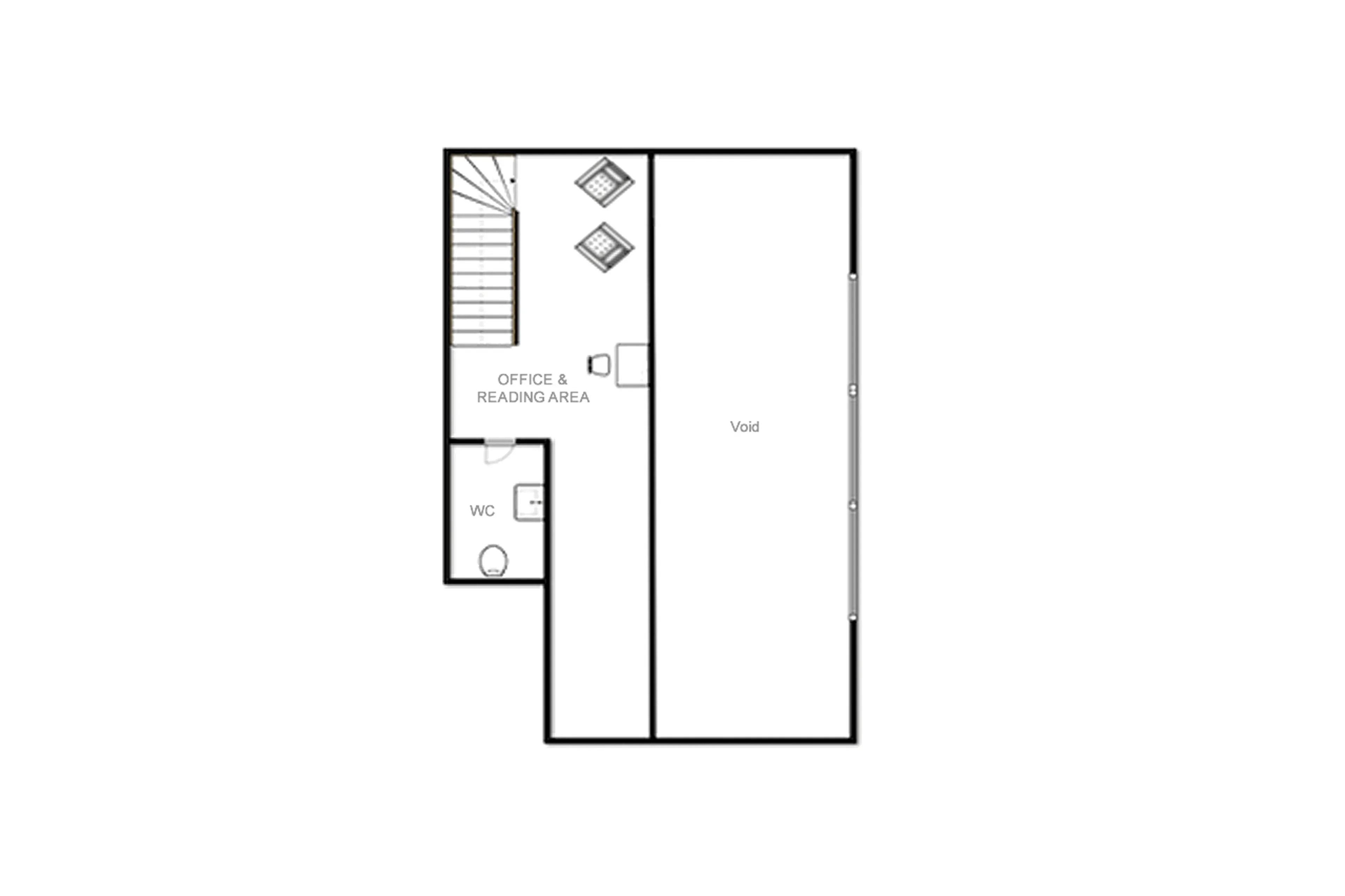 Mezzanine level floor plan of Chalet Calistoga in Val d'Isere