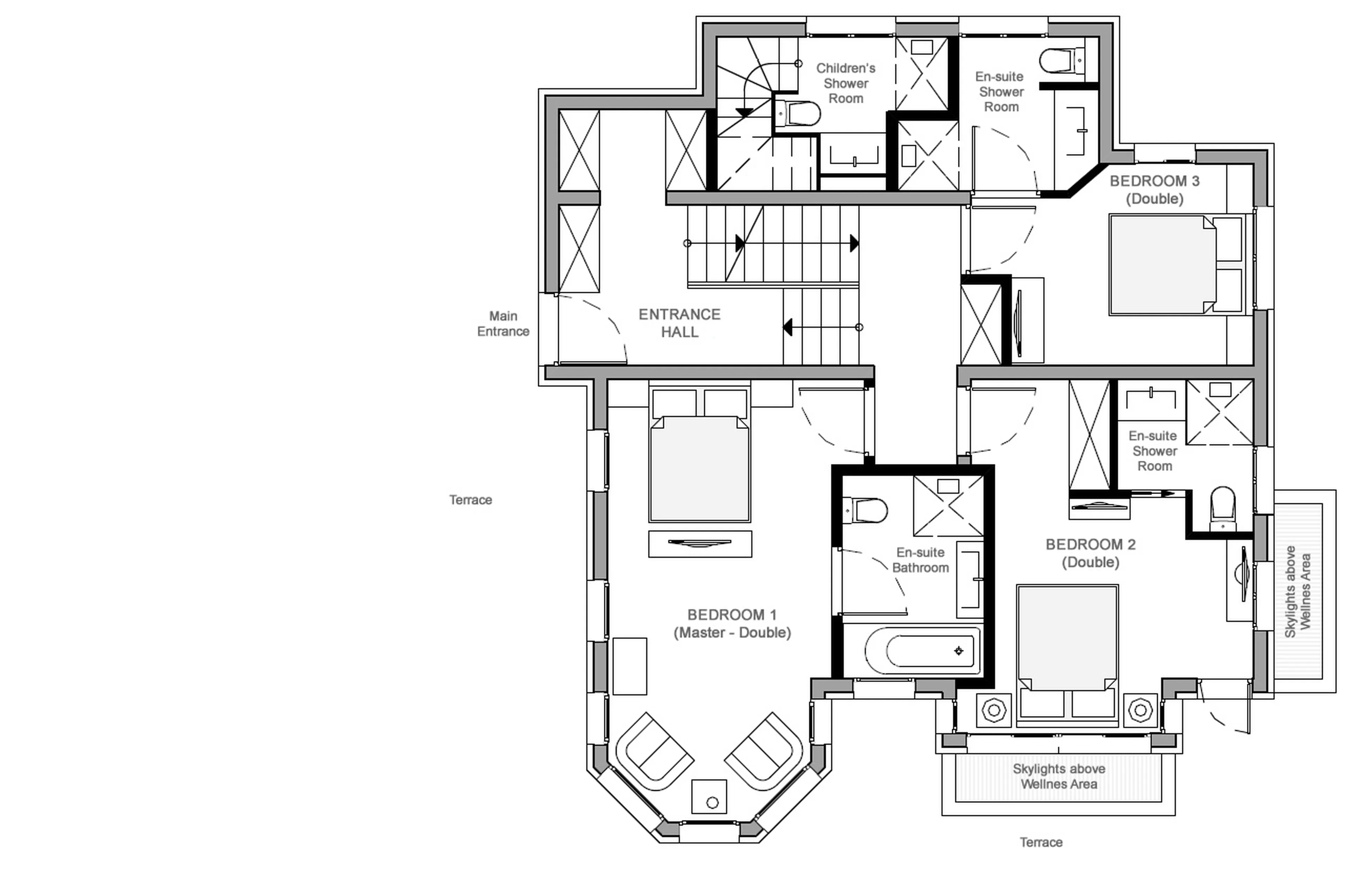 Level 0 floor plan of Chalet Carat in Courchevel 1850