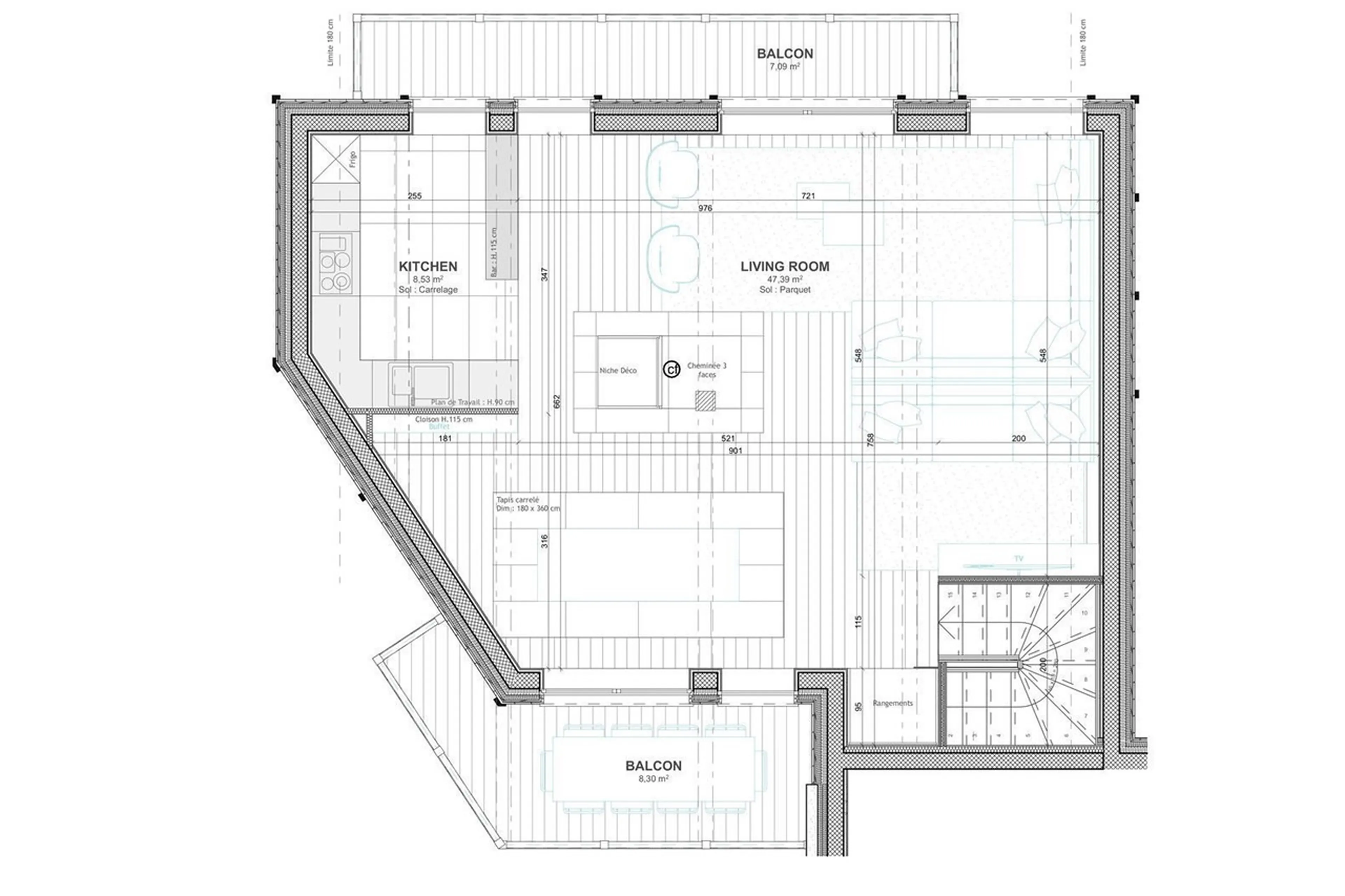 Level 3 floor plan of Chalet Carcentina in Courchevel 1550