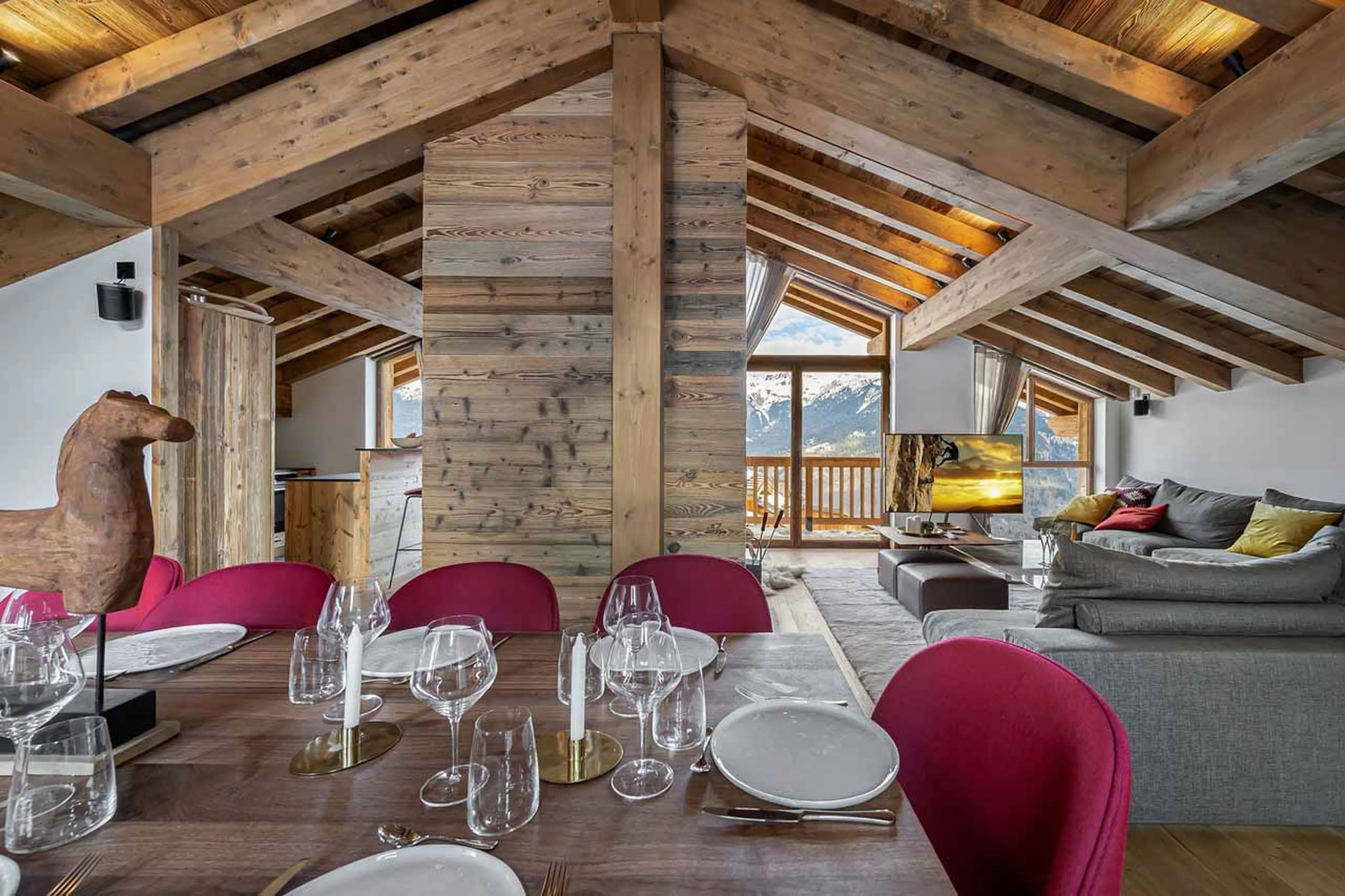 Living and dining area at Chalet Carcentina in Courchevel 1550