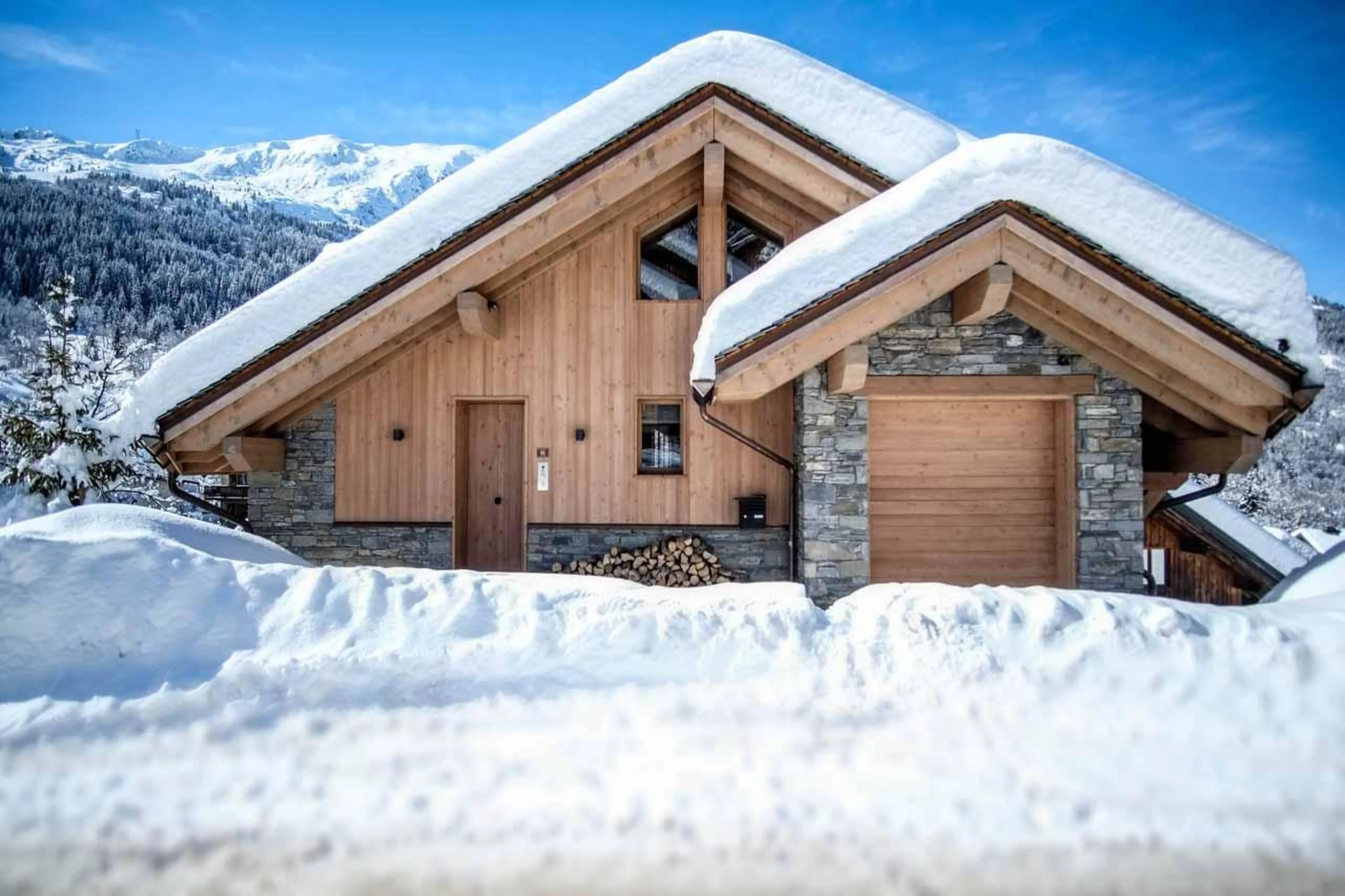 Exterior of Chalet Caro, Meribel in the snow