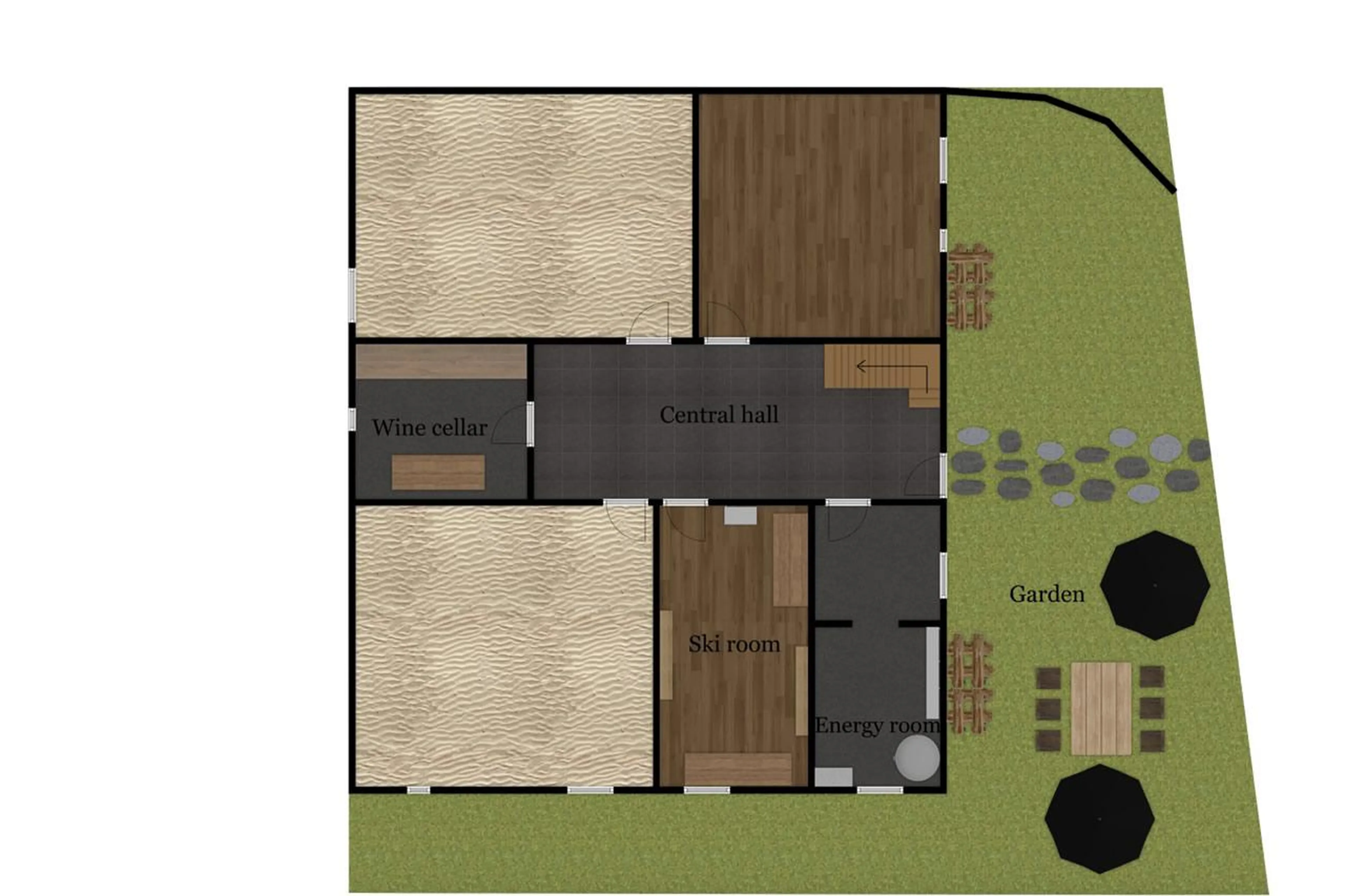 Level -1 floor plan of Casa Tra Cime in Arabba