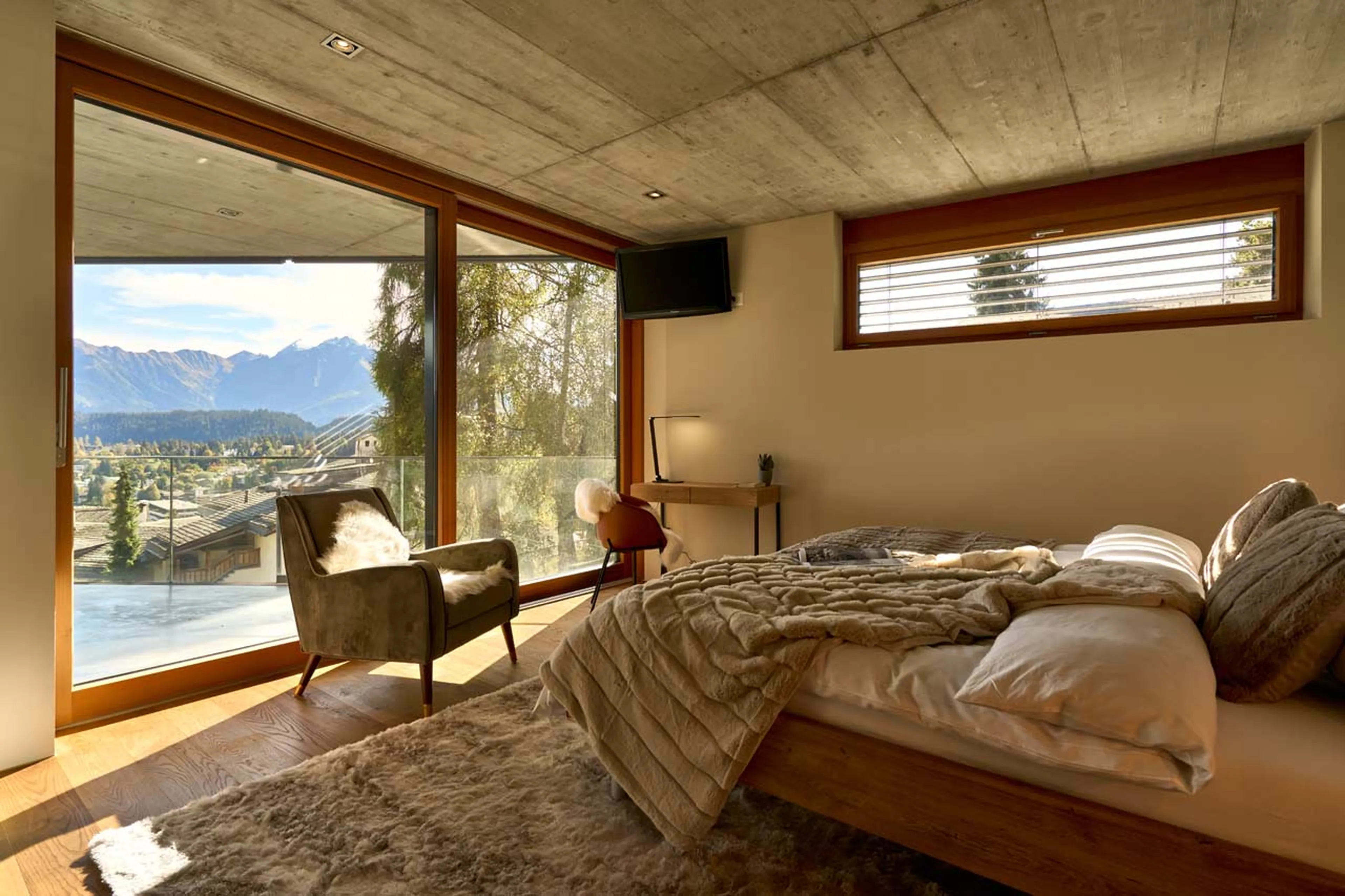 View from bedroom three at Chalet Cassons in Films