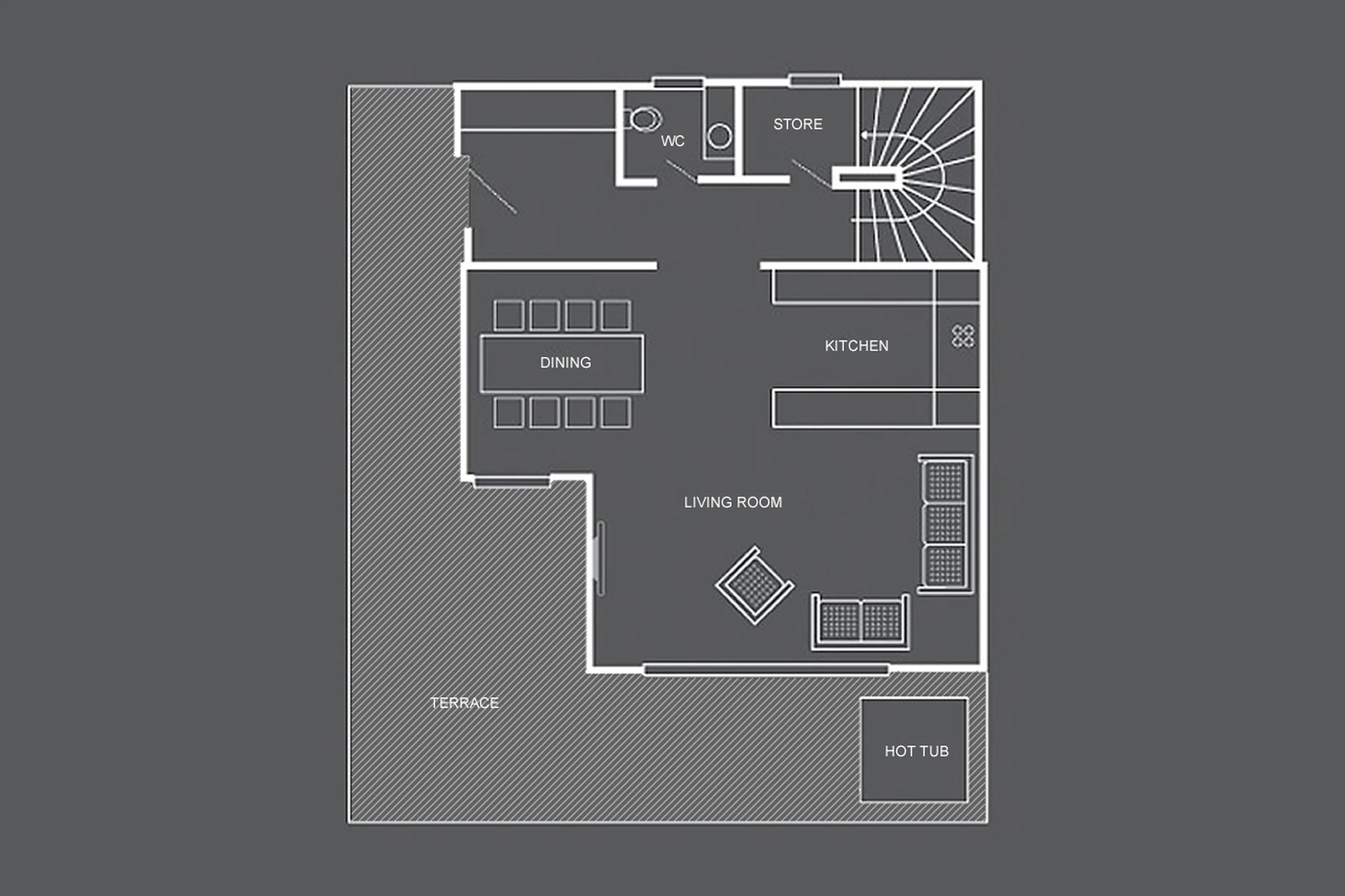Level 0 floor plan of Chalet Castor in Zermatt