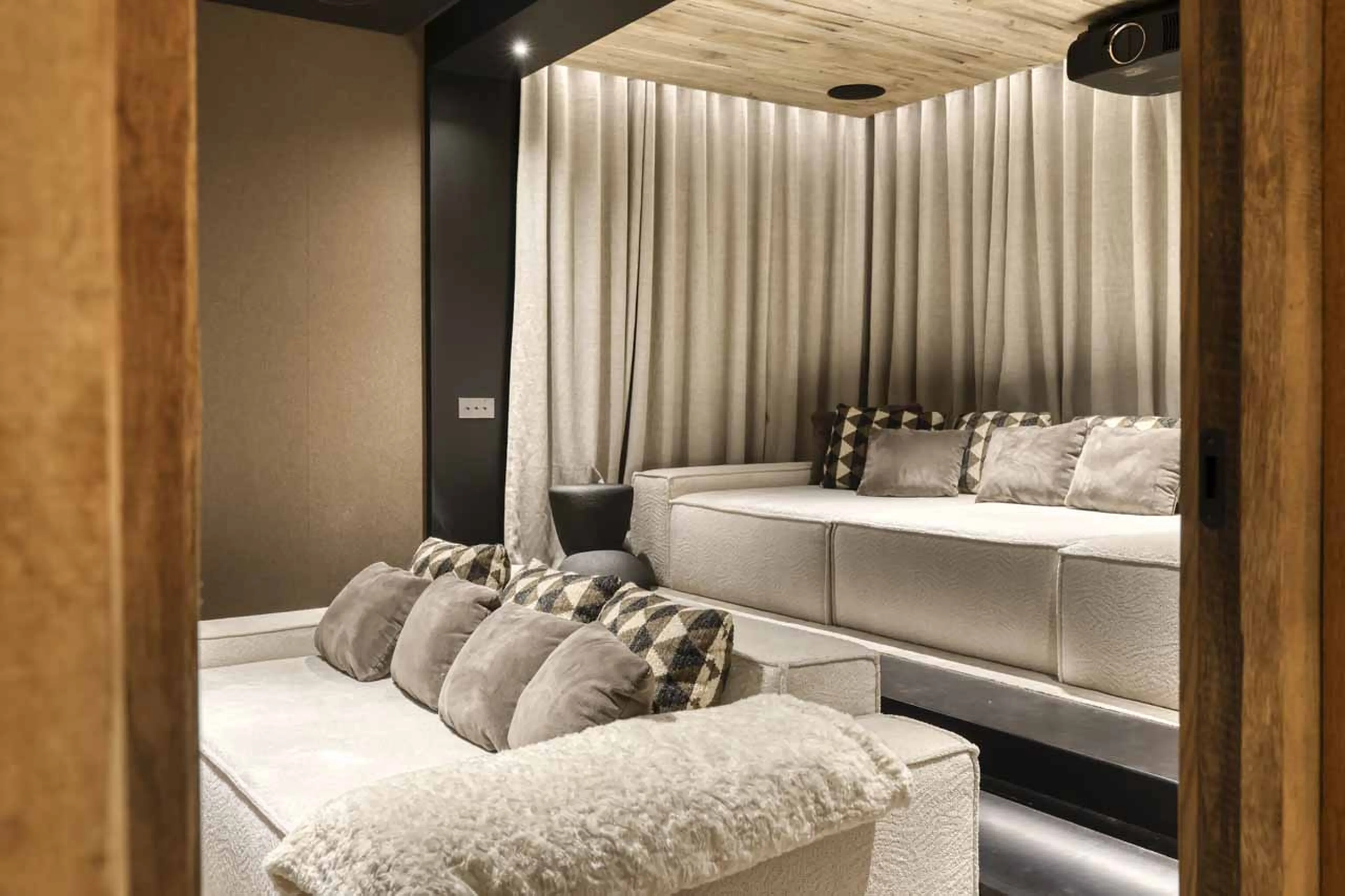 Cinema seating at Chalet Cham Lou Ka in Megeve