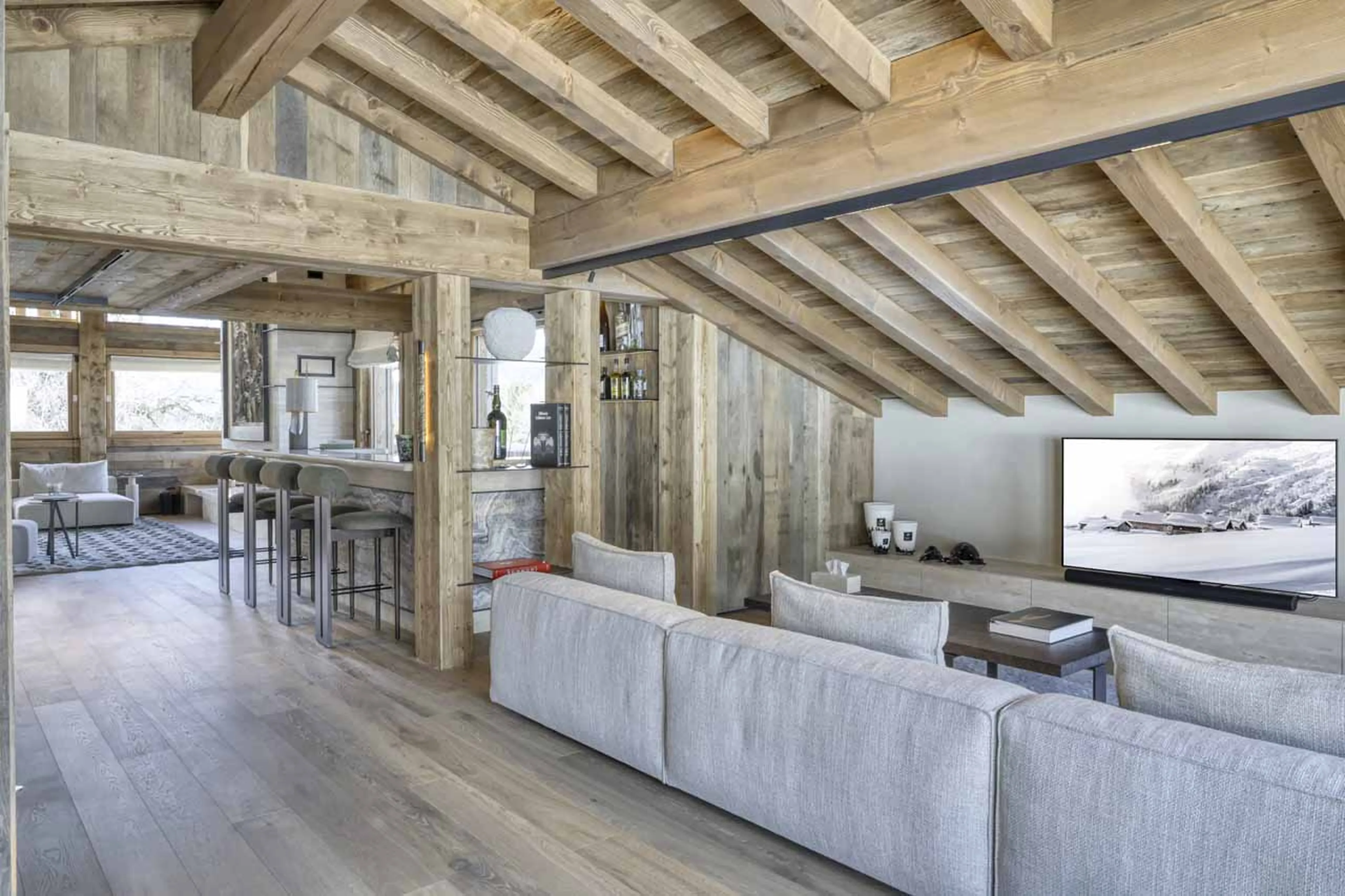 TV area at Chalet Cham Lou Ka in Megeve