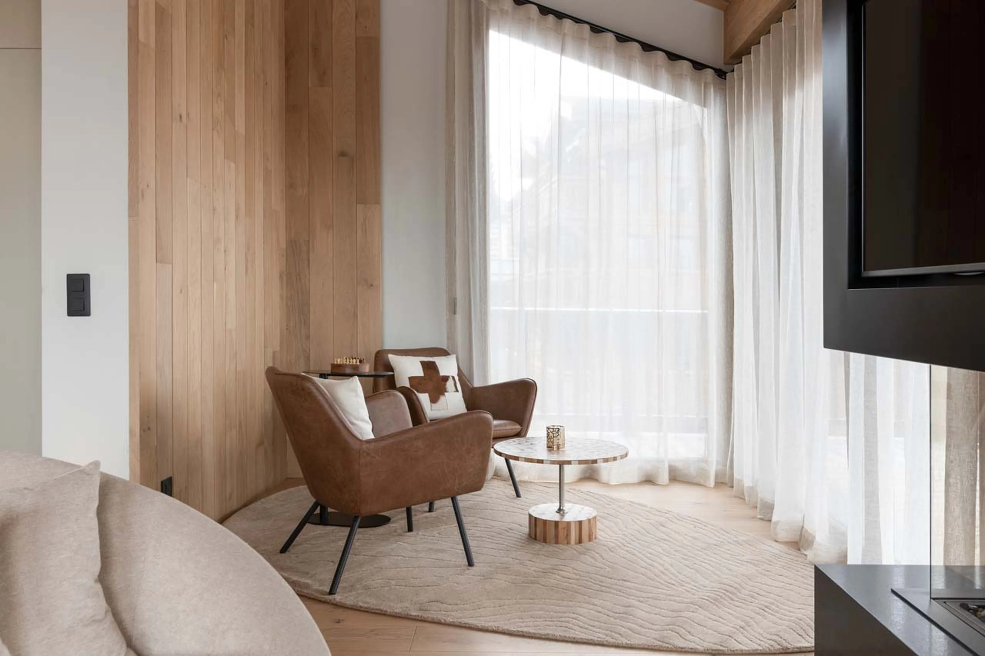 Stylish seating at Chalet Chasse Forêt in Courchevel 1650