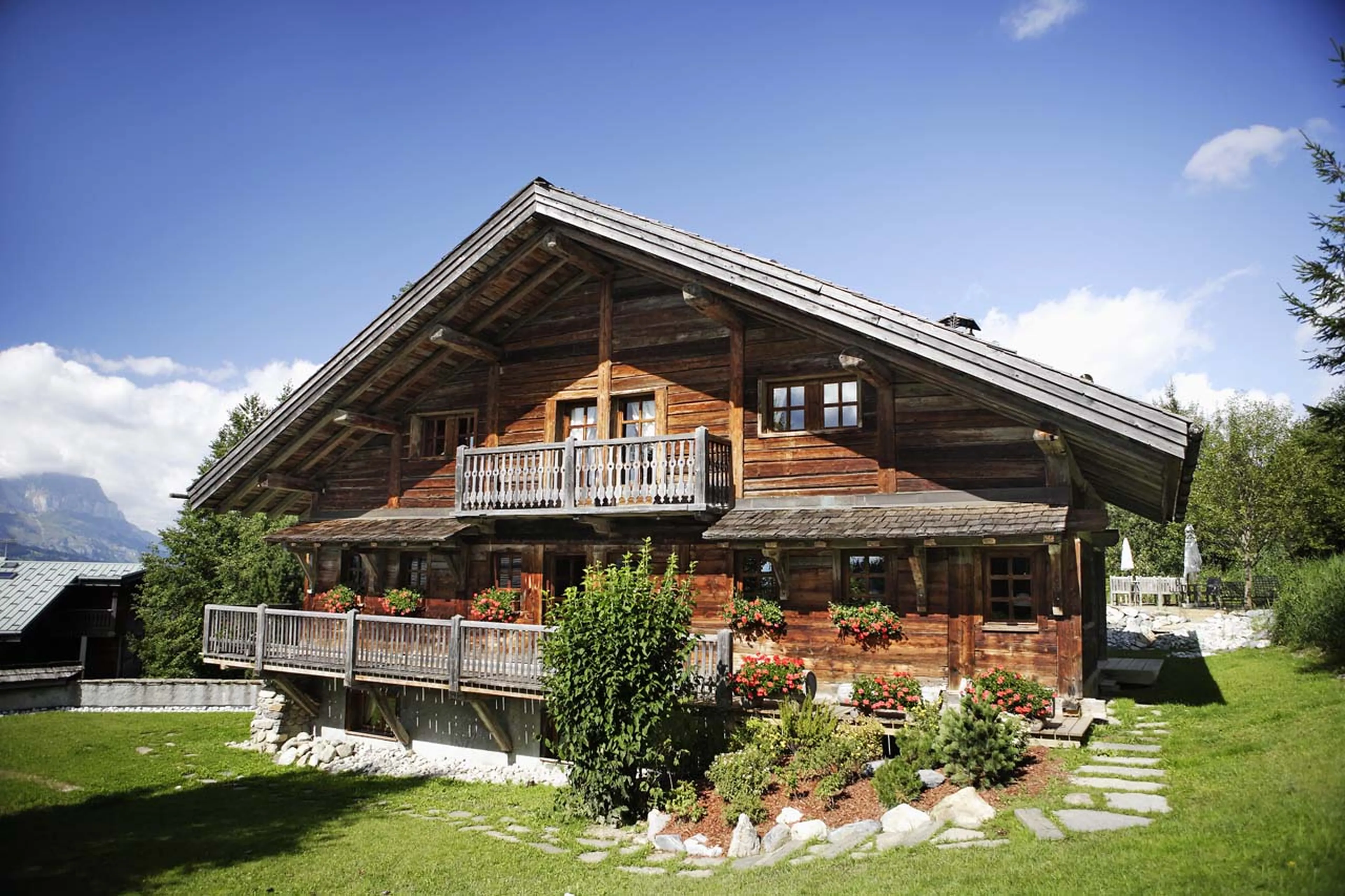 Exterior of Chalet Chatel in Megeve in summer