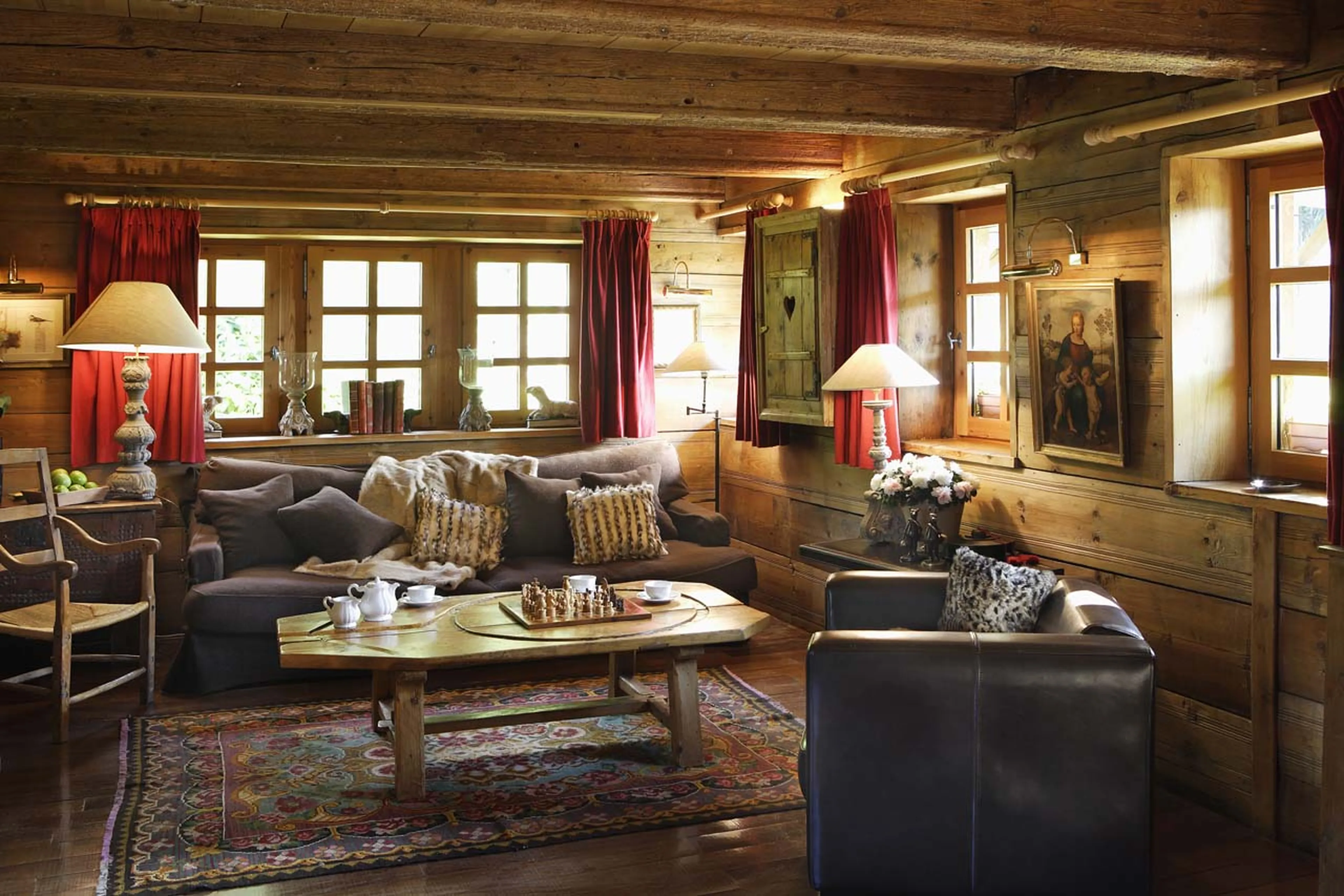 Living area on ground floor of Chalet Chatel in Megeve