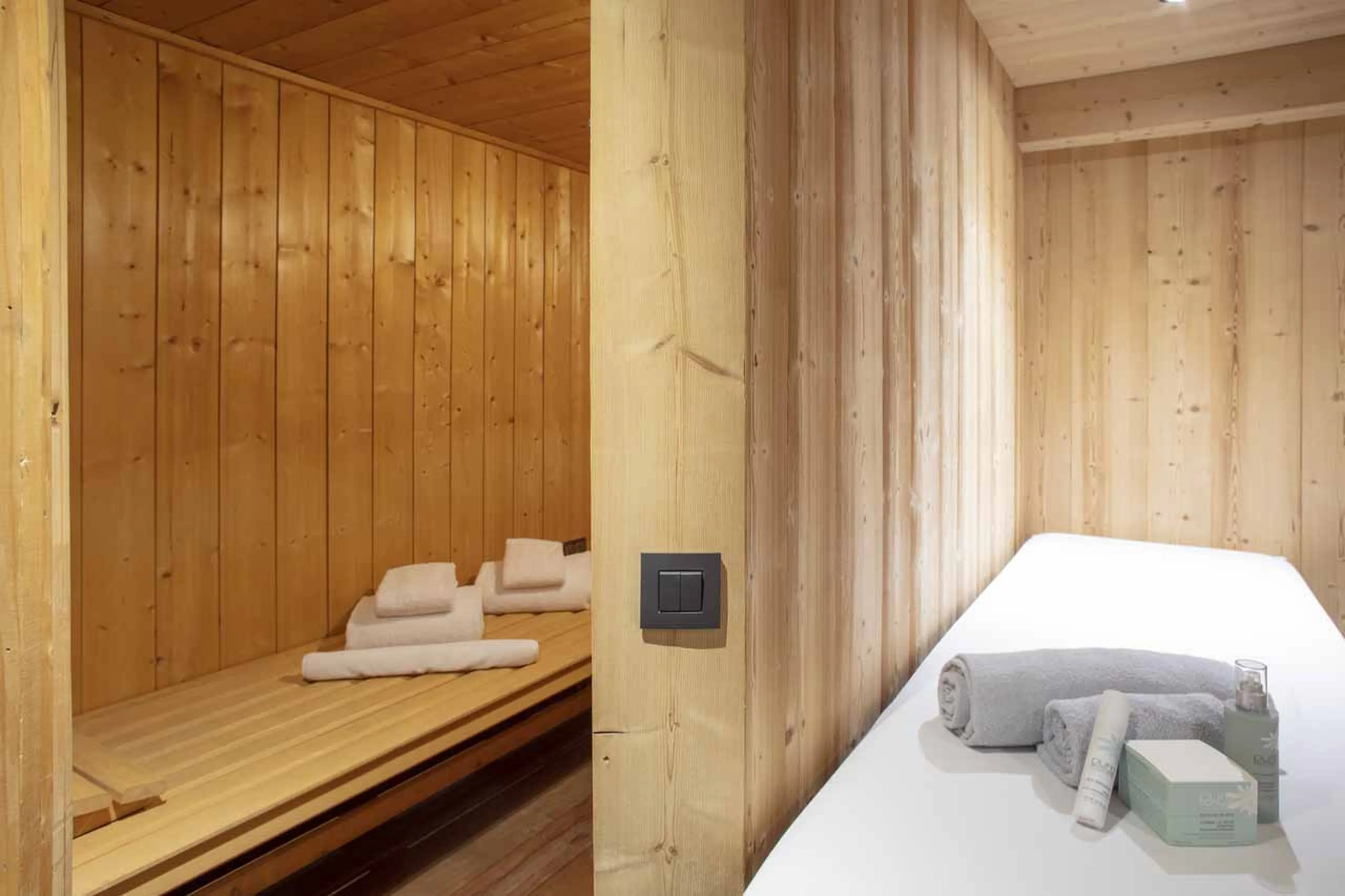 Sauna and massage room at  Chalet Chatel in Megeve