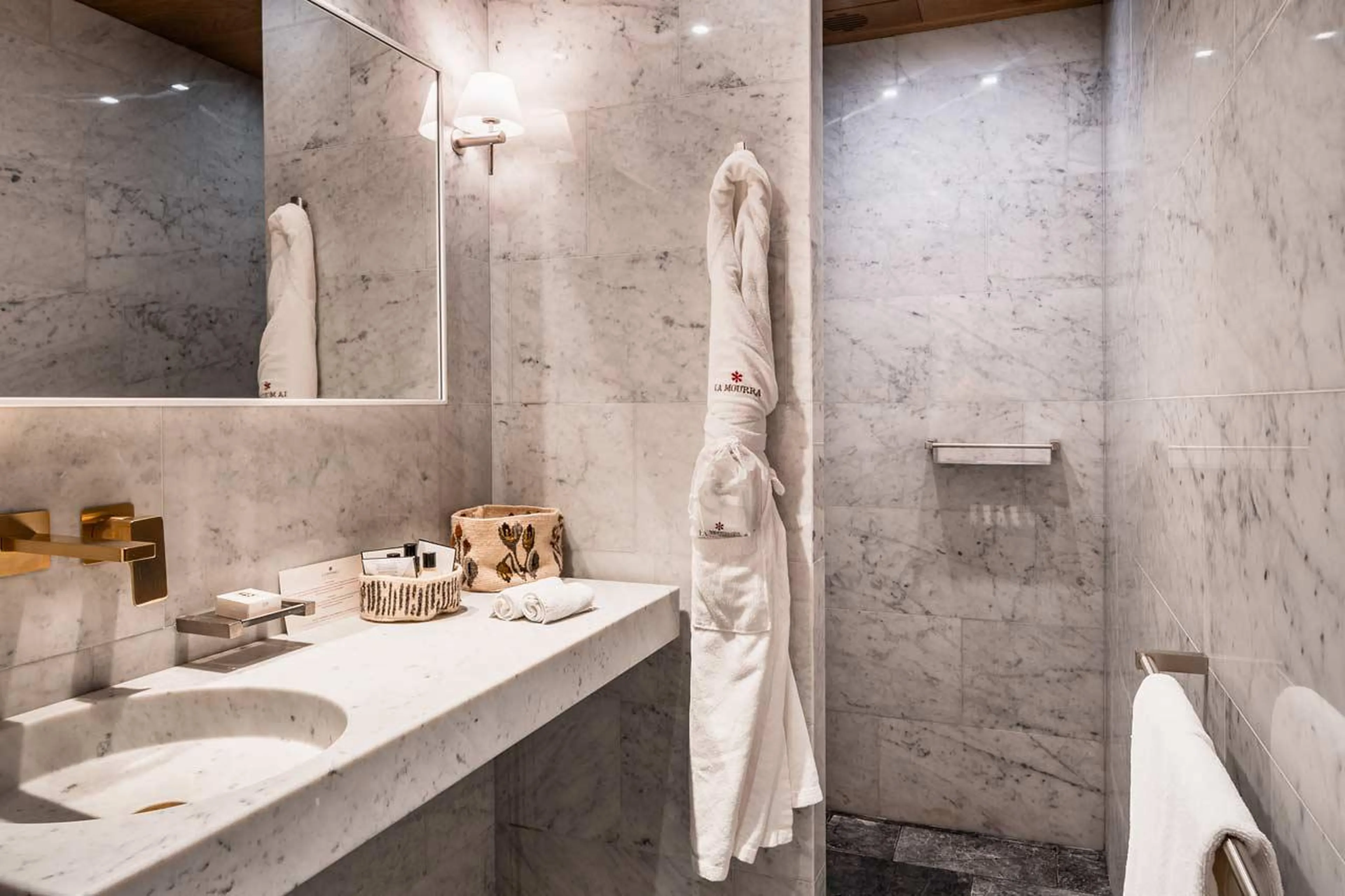 En-suite shower room in Chalet Chene in Val d’ Isere