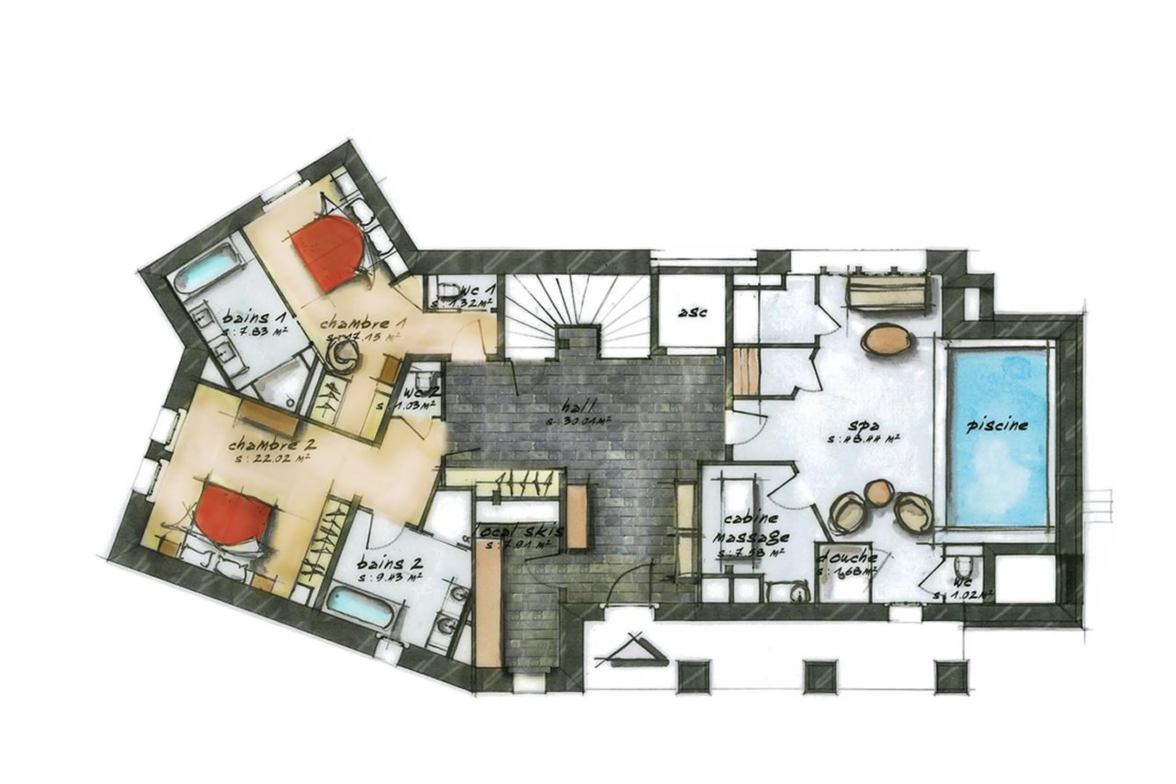 Level 0 floor plan of Chalet Chene in Val d’Isere