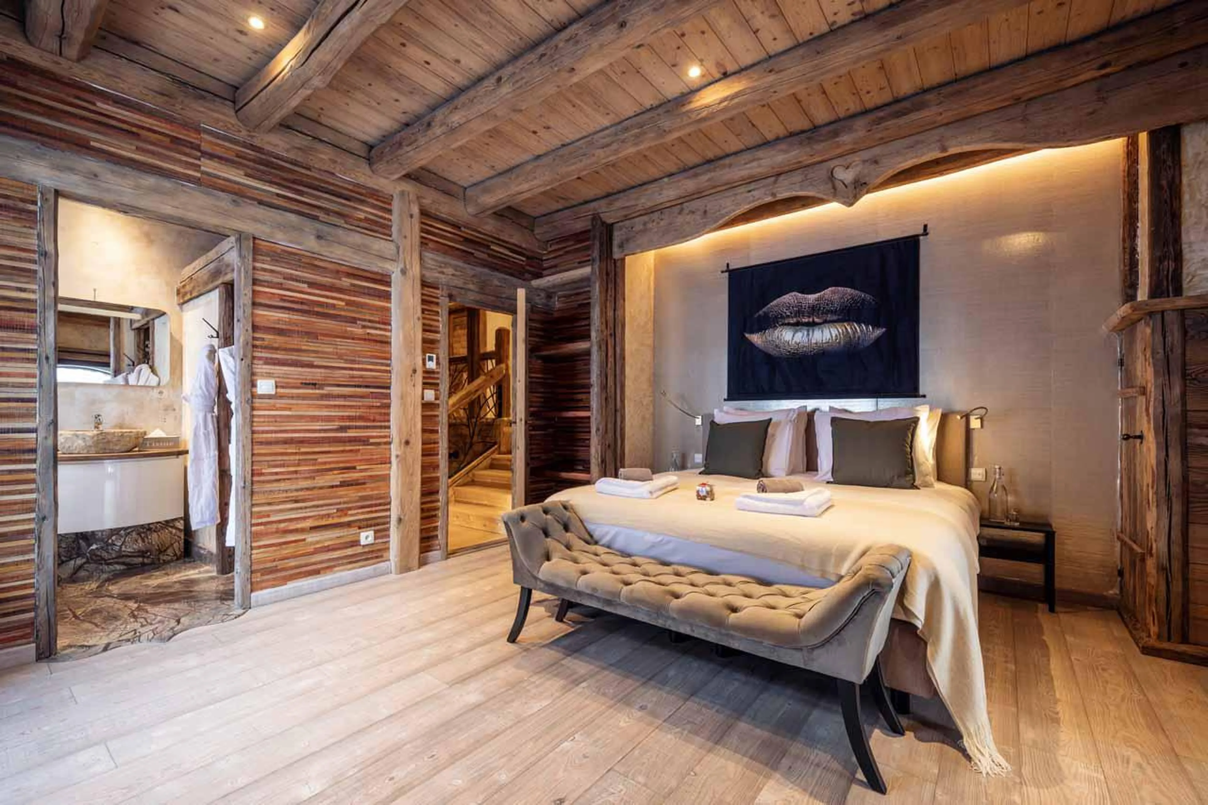 Double bedroom three at Chalet Cheval Blanc in Meribel
