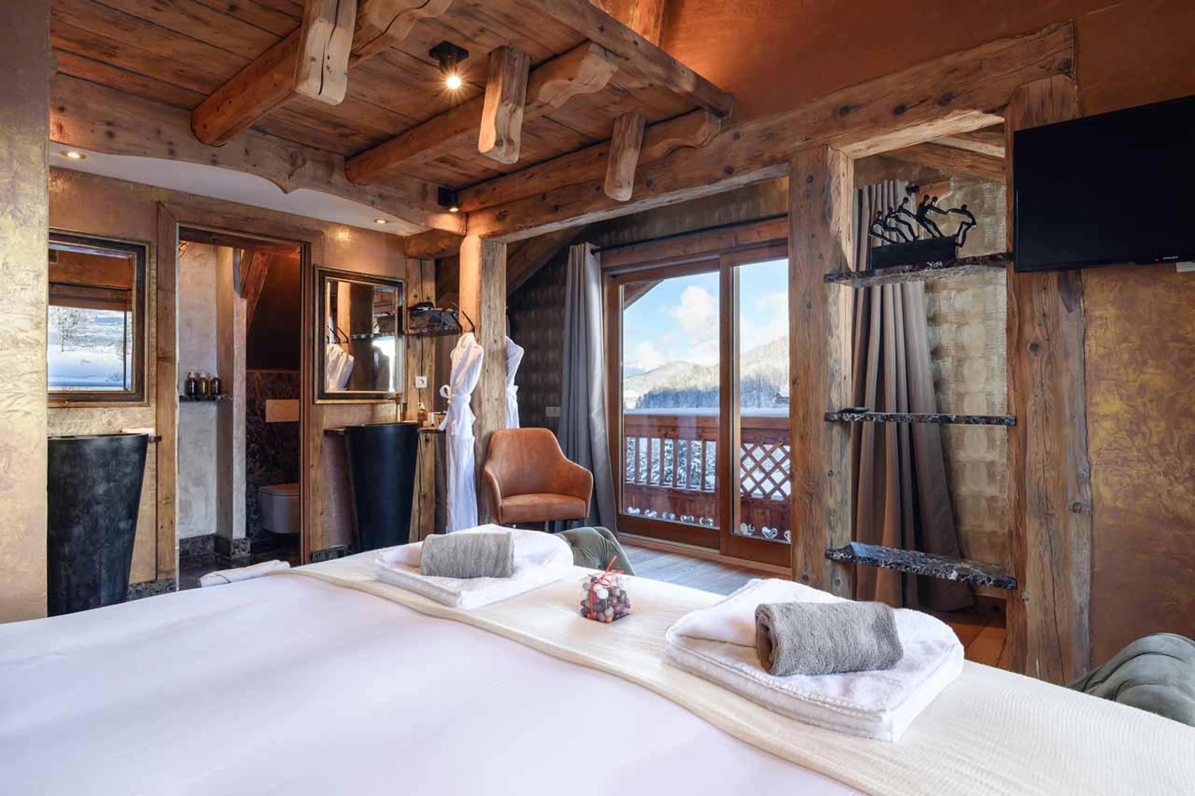 Bedroom four views at Chalet Cheval Blanc in Meribel
