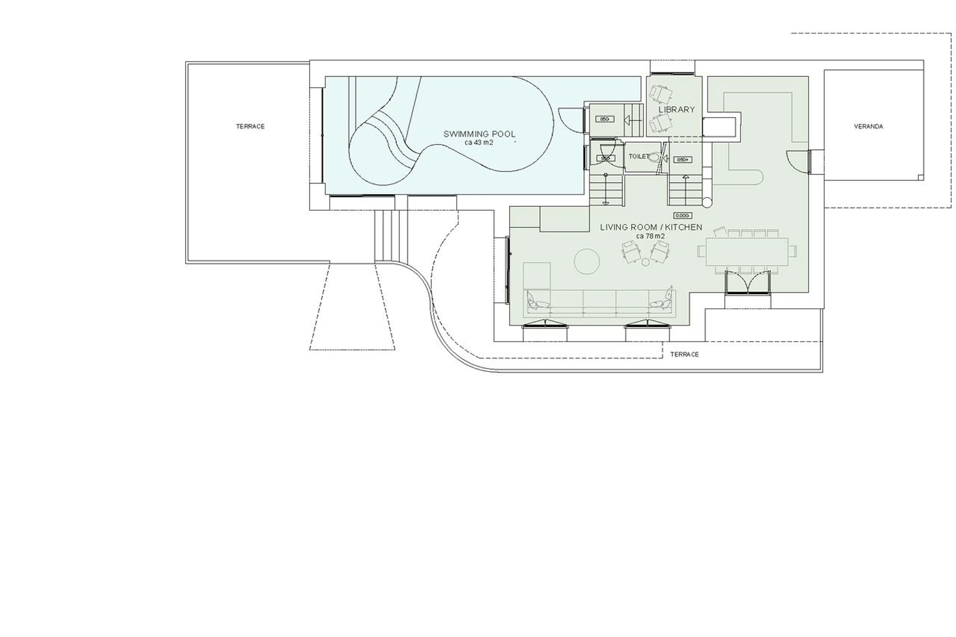 Level 0 floor plan of Chalet Cheval Blanc in Meribel