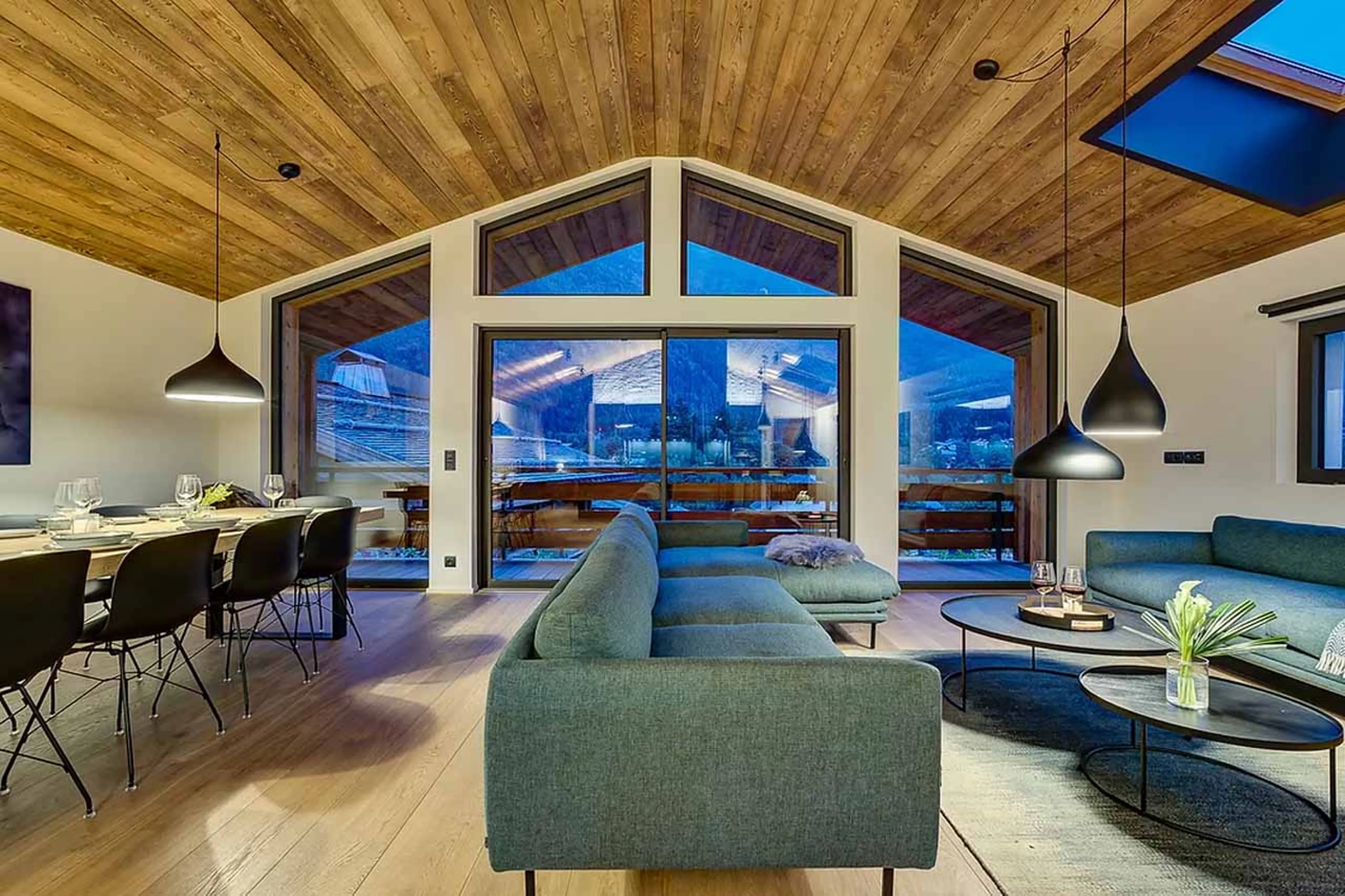 Living and dining area at Chalet Chouca in Chamonix