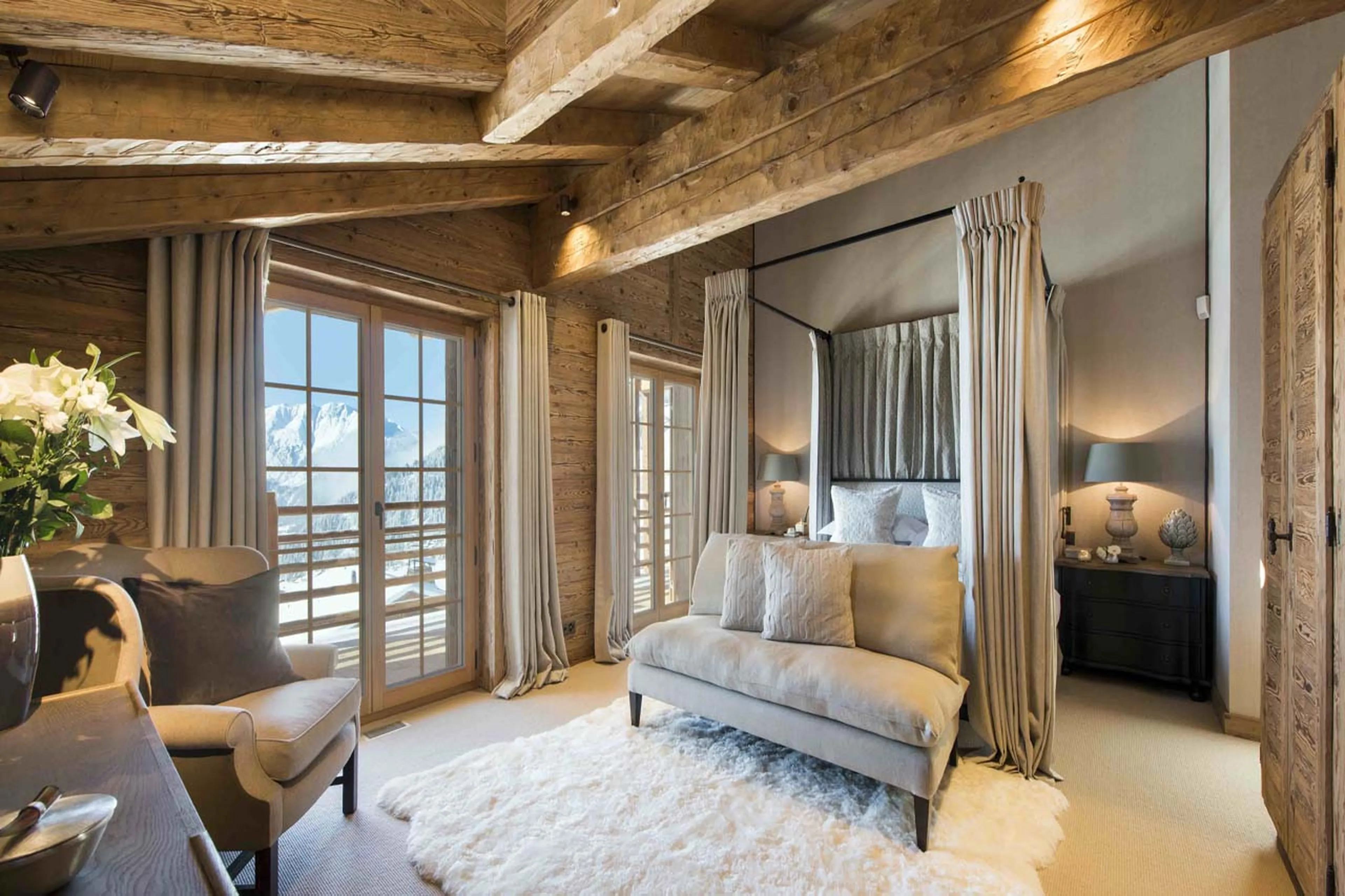 Master bedroom at Chalet Chouqui in Verbier