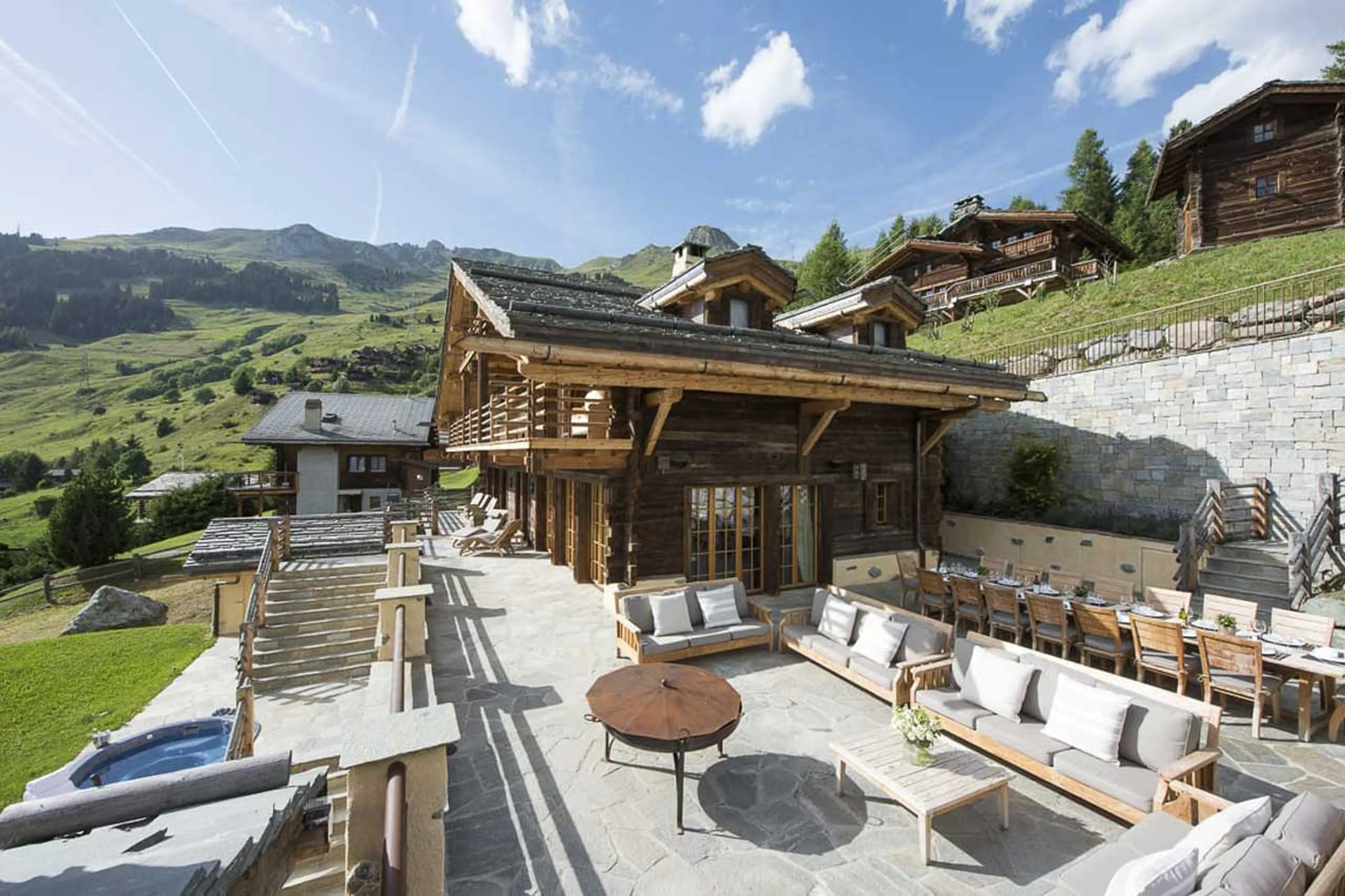 Terrace at Chalet Chouqui in Verbier in summer