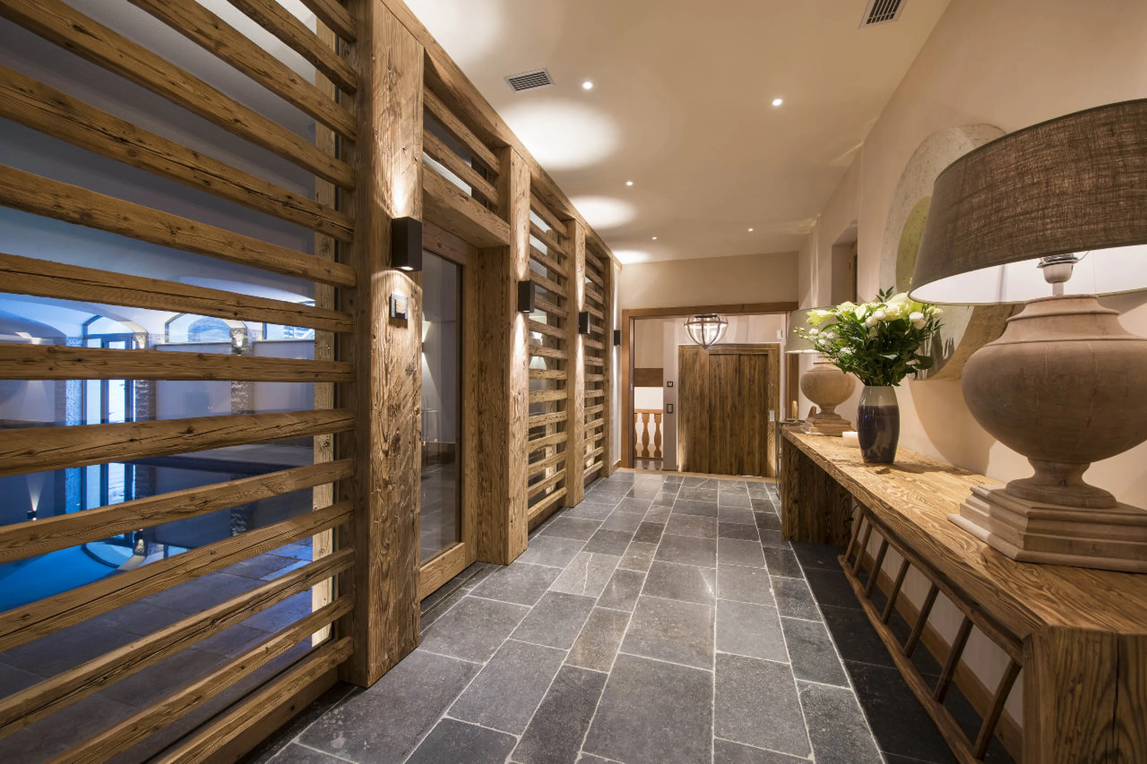 Spa hallway at Chalet Chouqui in Verbier