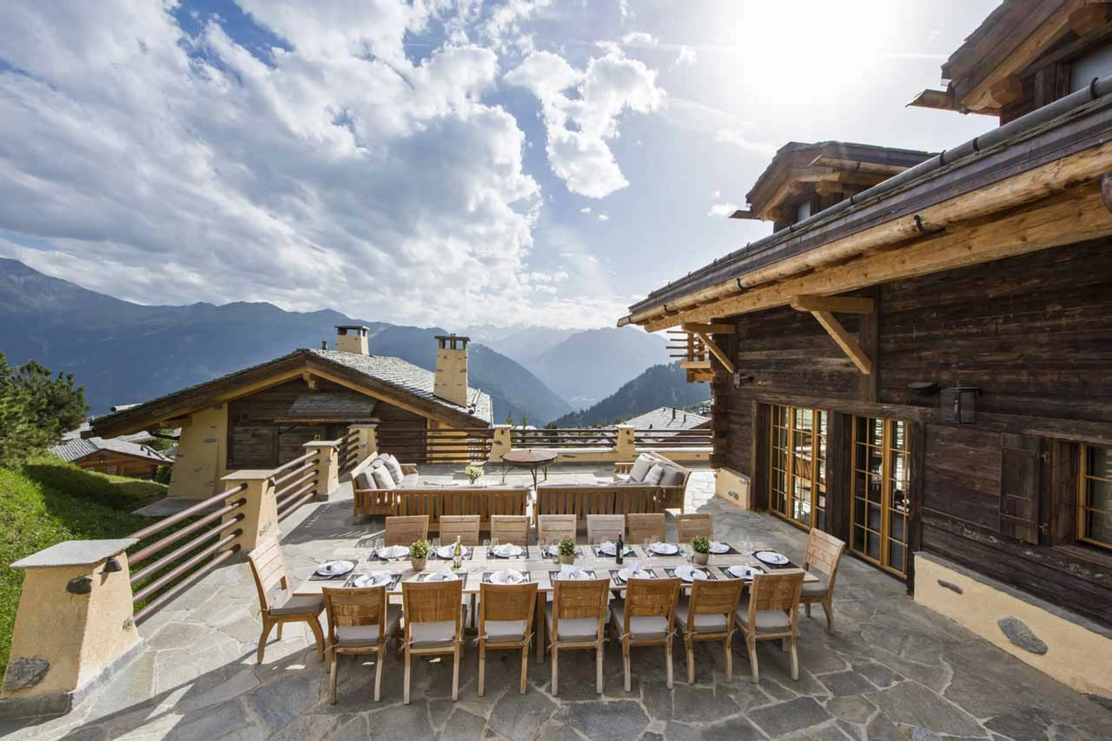 Al fresco dining at  Chalet Chouqui in Verbier