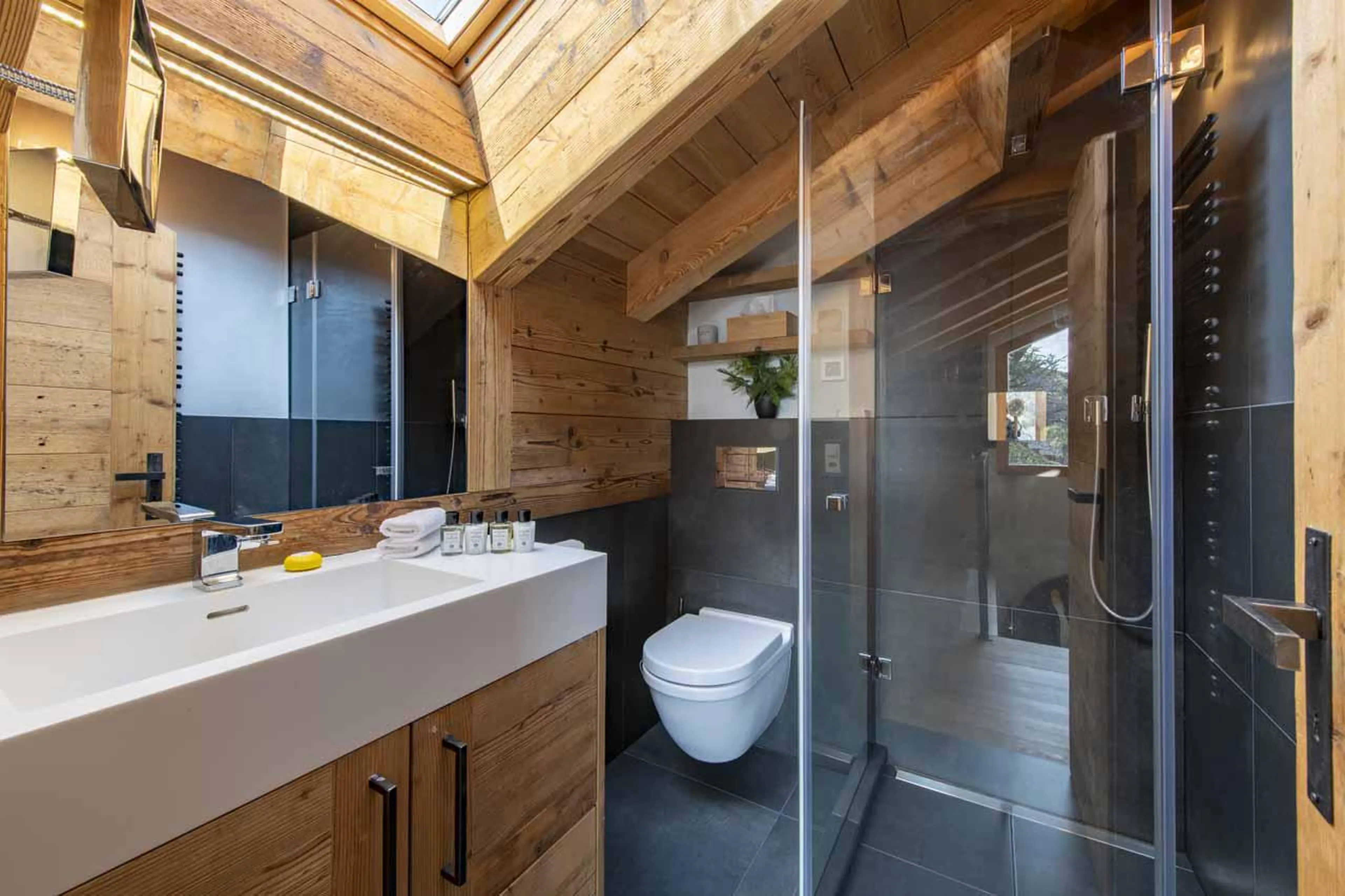 Shower room at Chalet Clambinet in Verbier