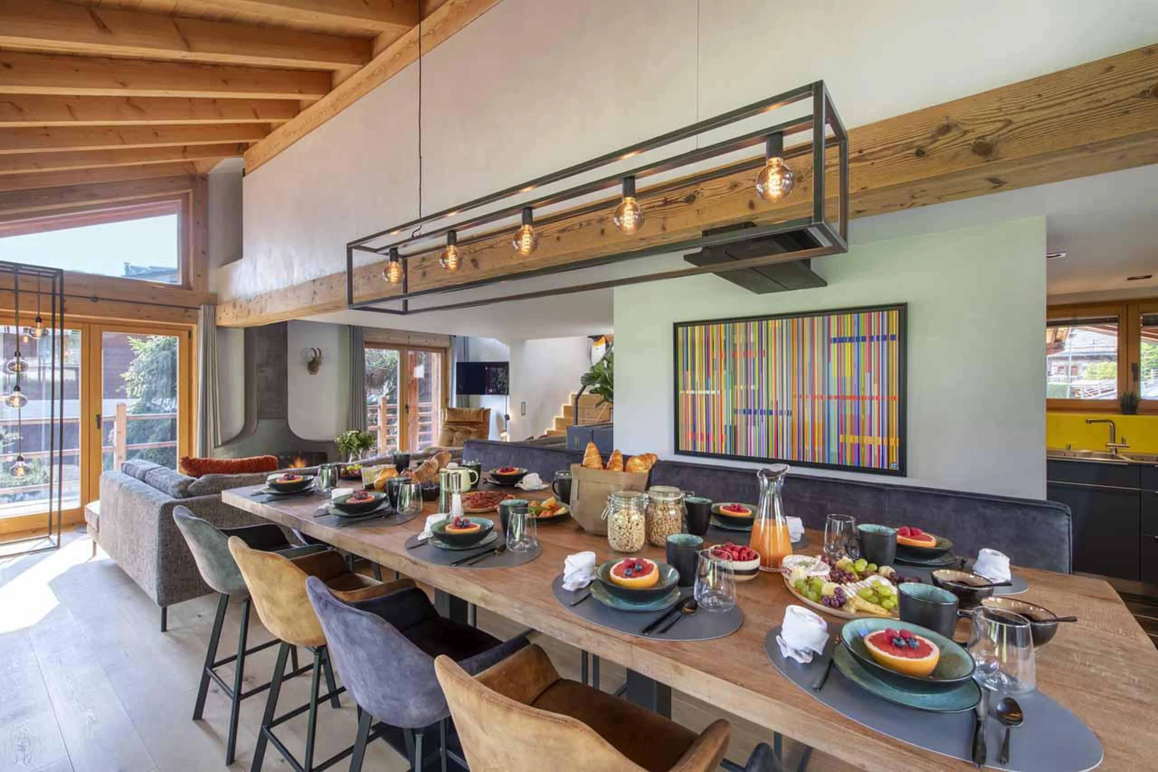 Dining table at Chalet Clambinet in Verbier