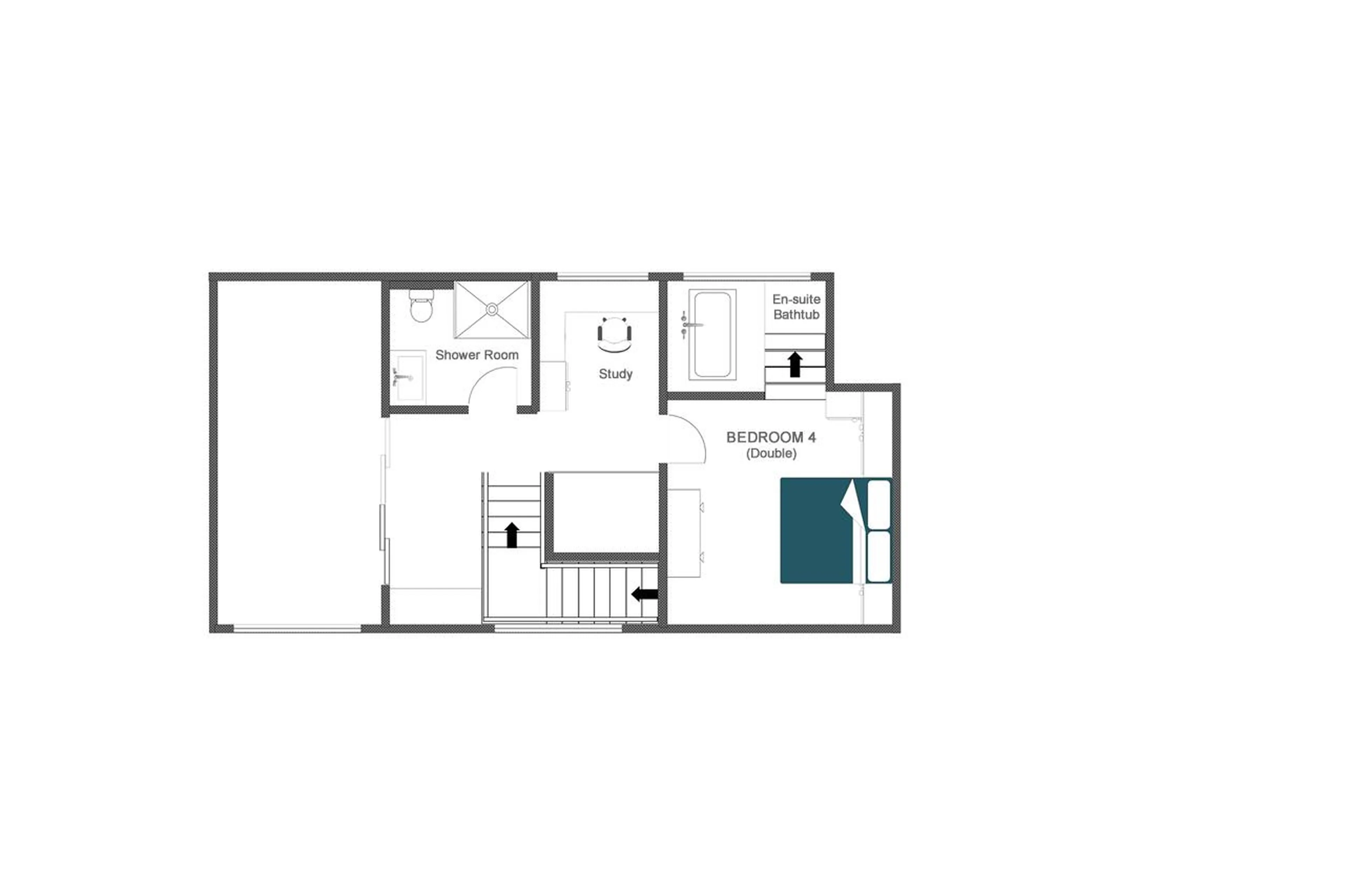 Top level floor plan of Chalet Clambinet in Verbier