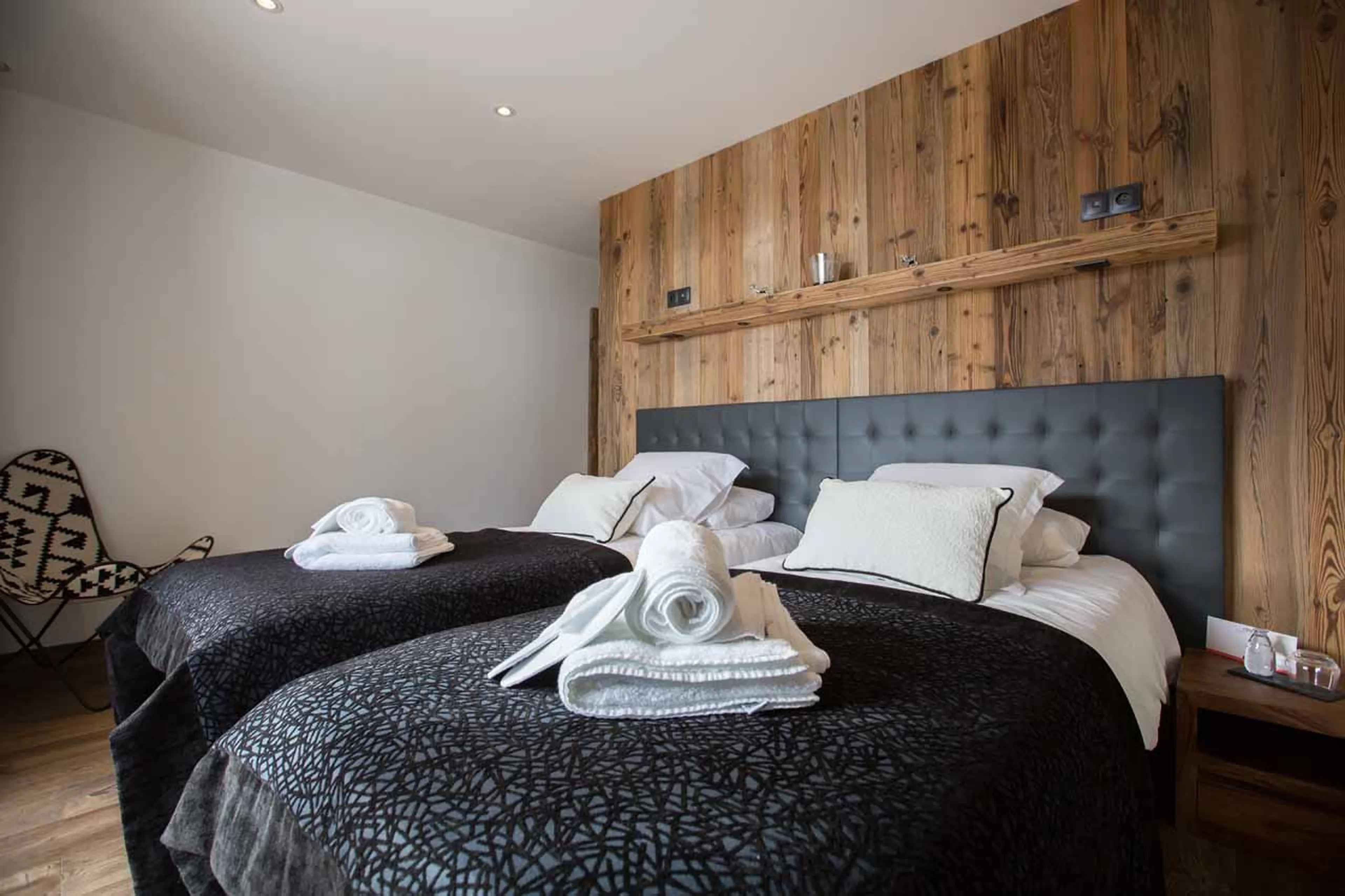 Twin or double bed at Chalet Clos Saint Jean in Les Gets