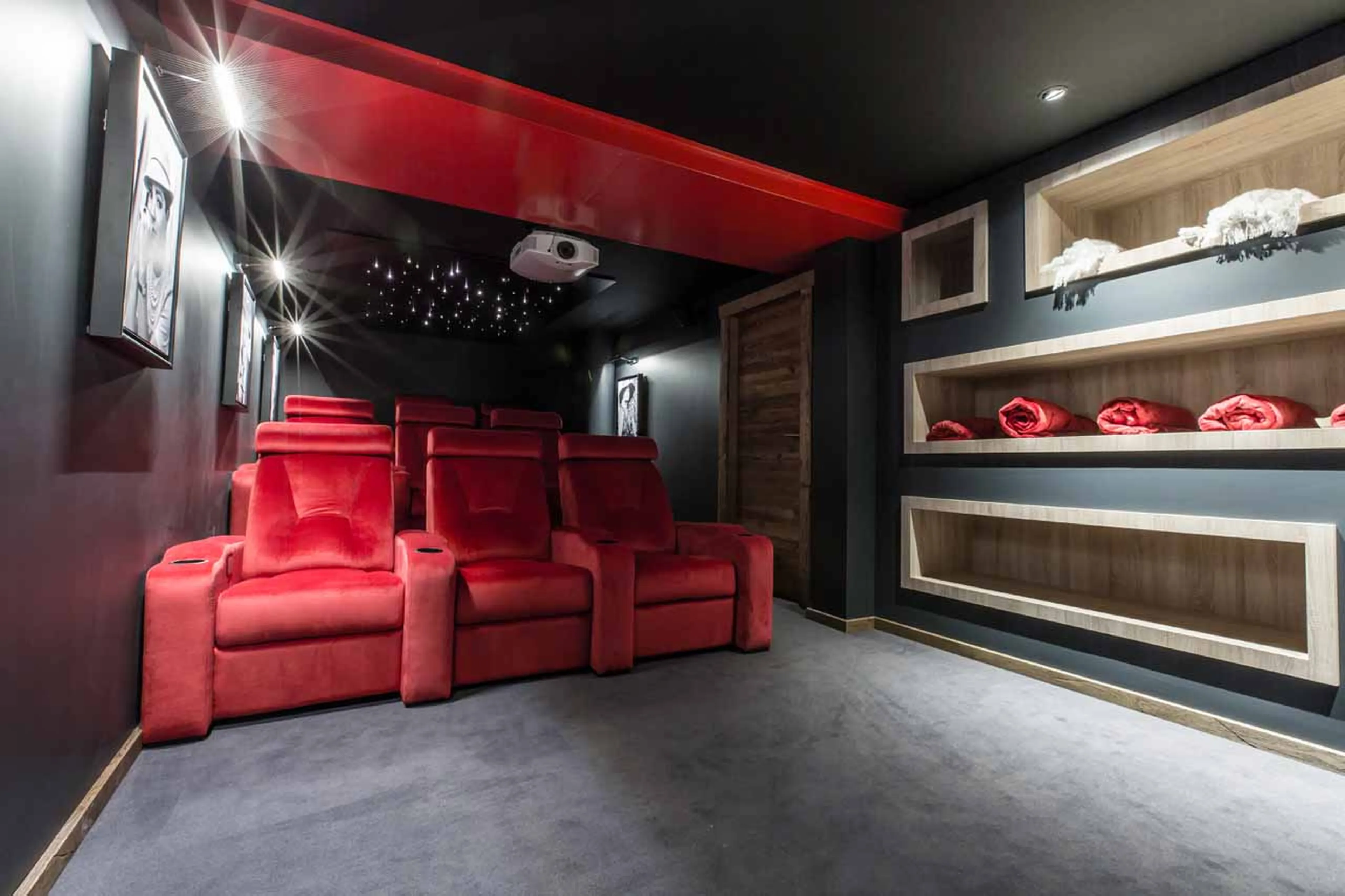 Armchairs in cinema room at Chalet Clos Saint Jean in Les Gets