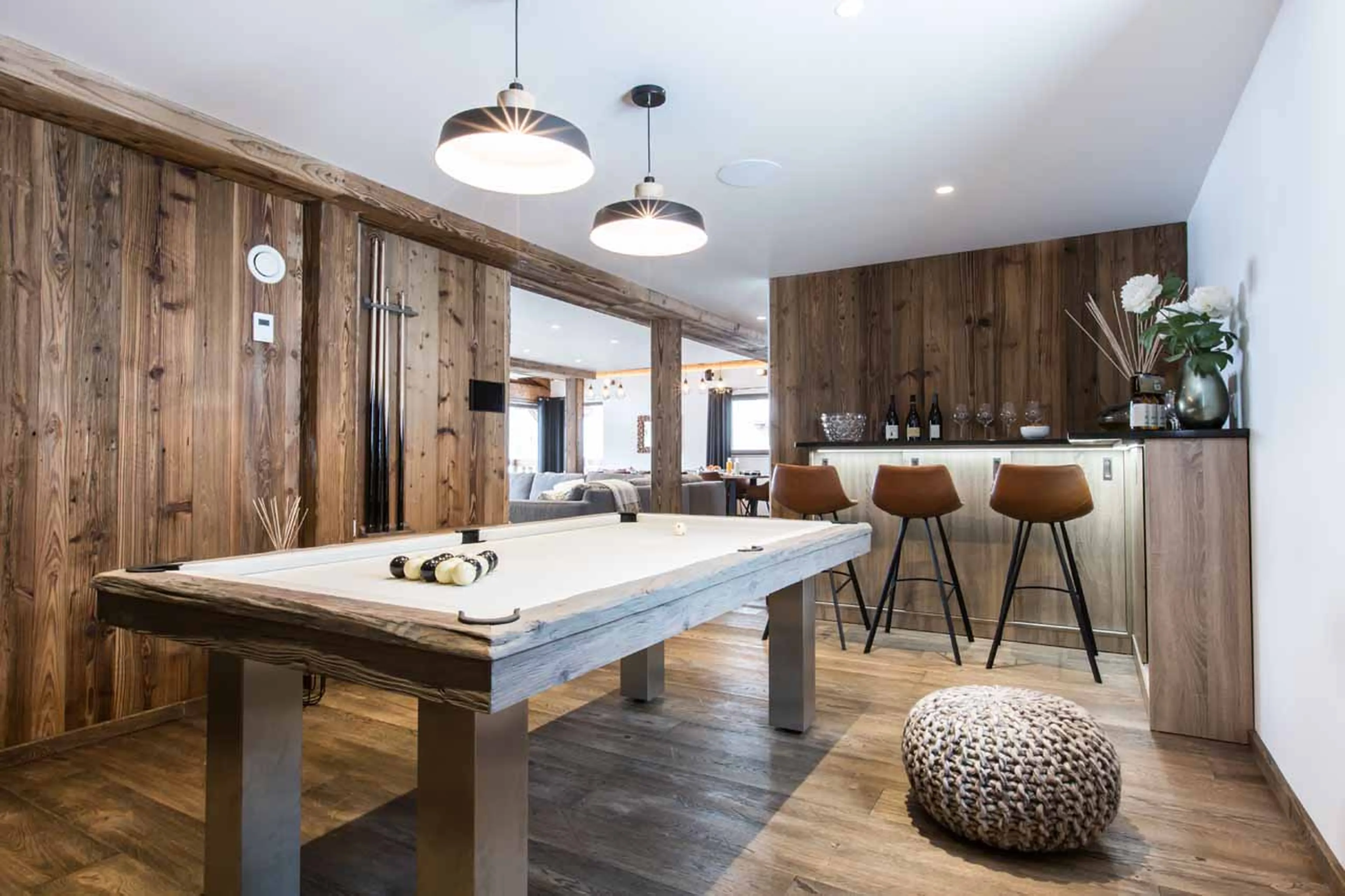 Bar and pool table at Chalet Clos Saint Jean in Les Gets