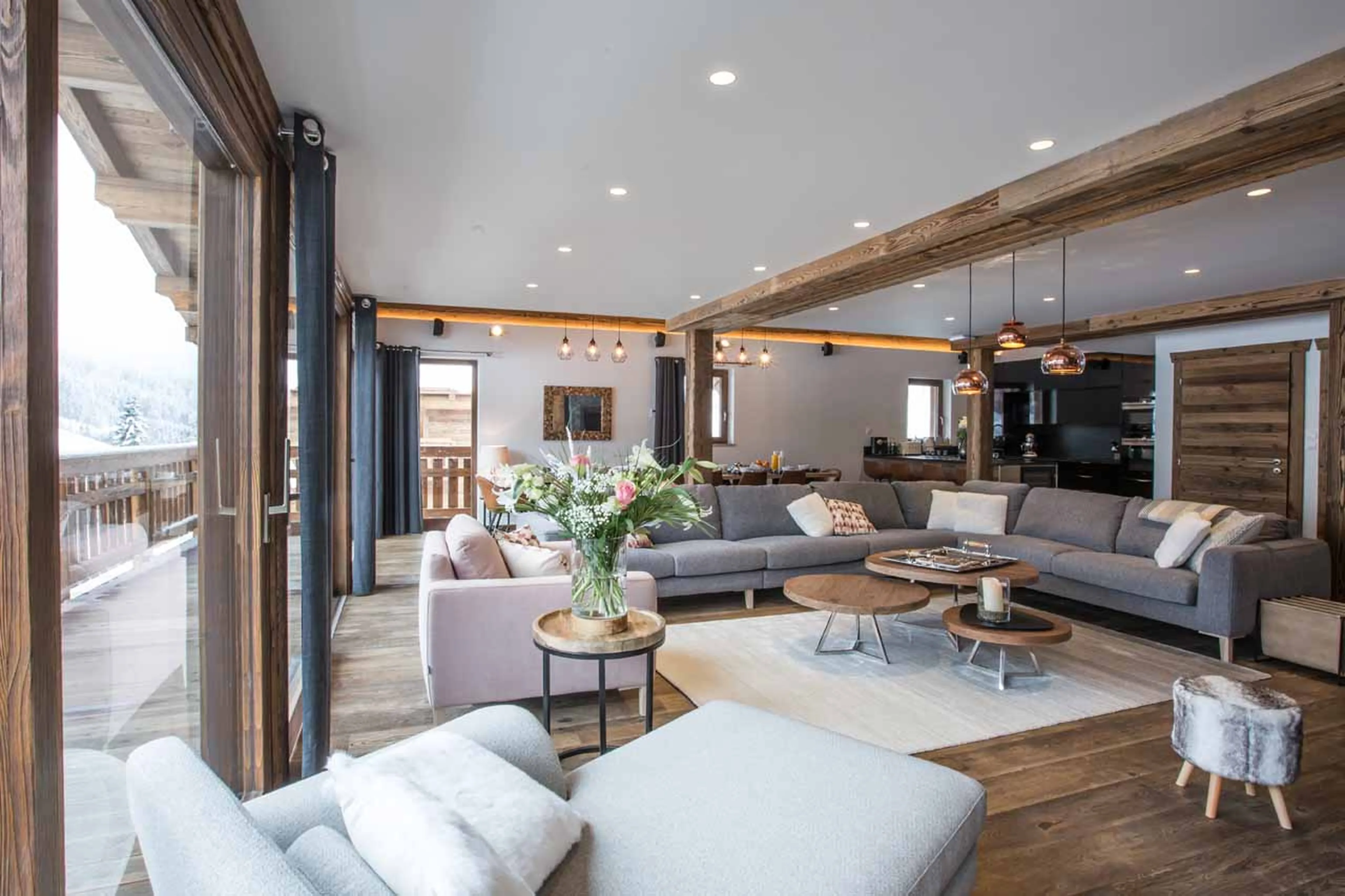 Comfortable seating area in living room of Chalet Clos Saint Jean in Les Gets