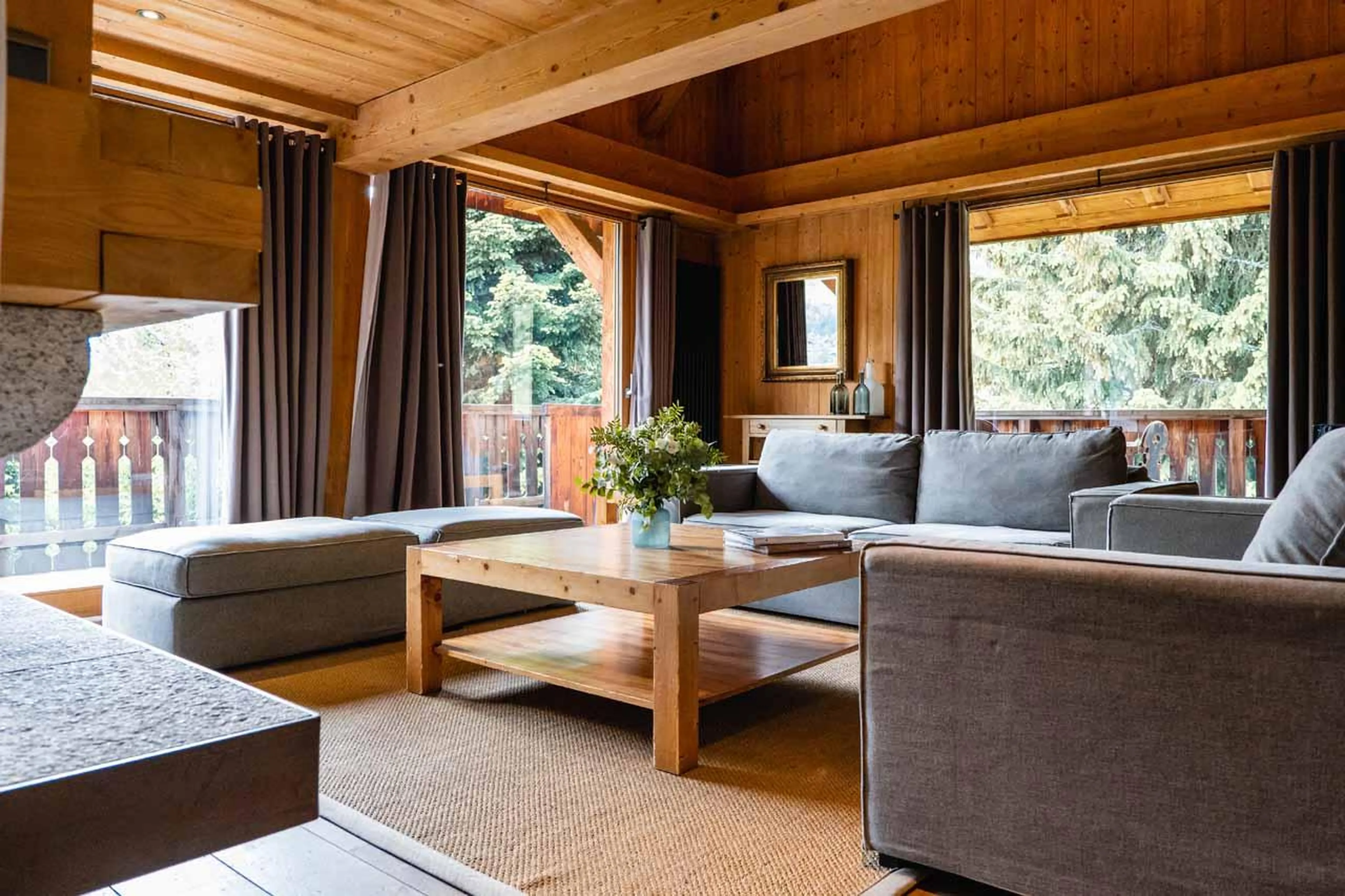 Floor-to-ceiling glass doors in Chalet Clovis, Megeve