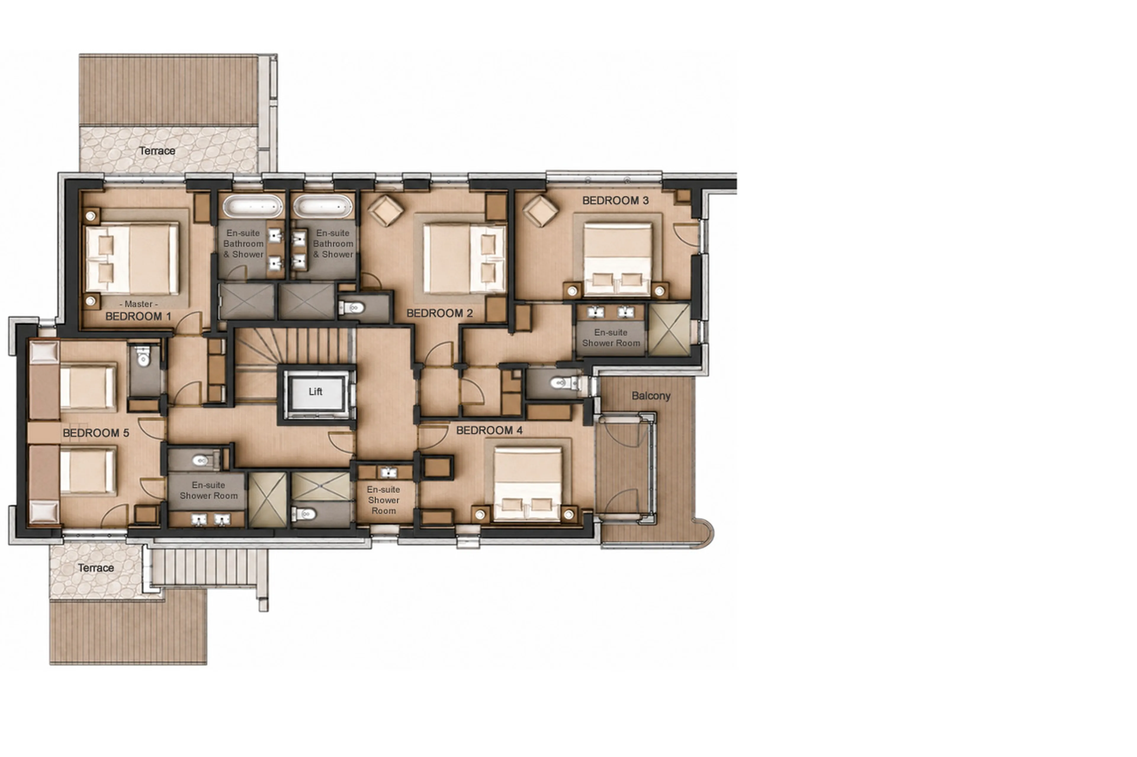 Level 1 floor plan of Chalet Col Pers in Val d'Isere
