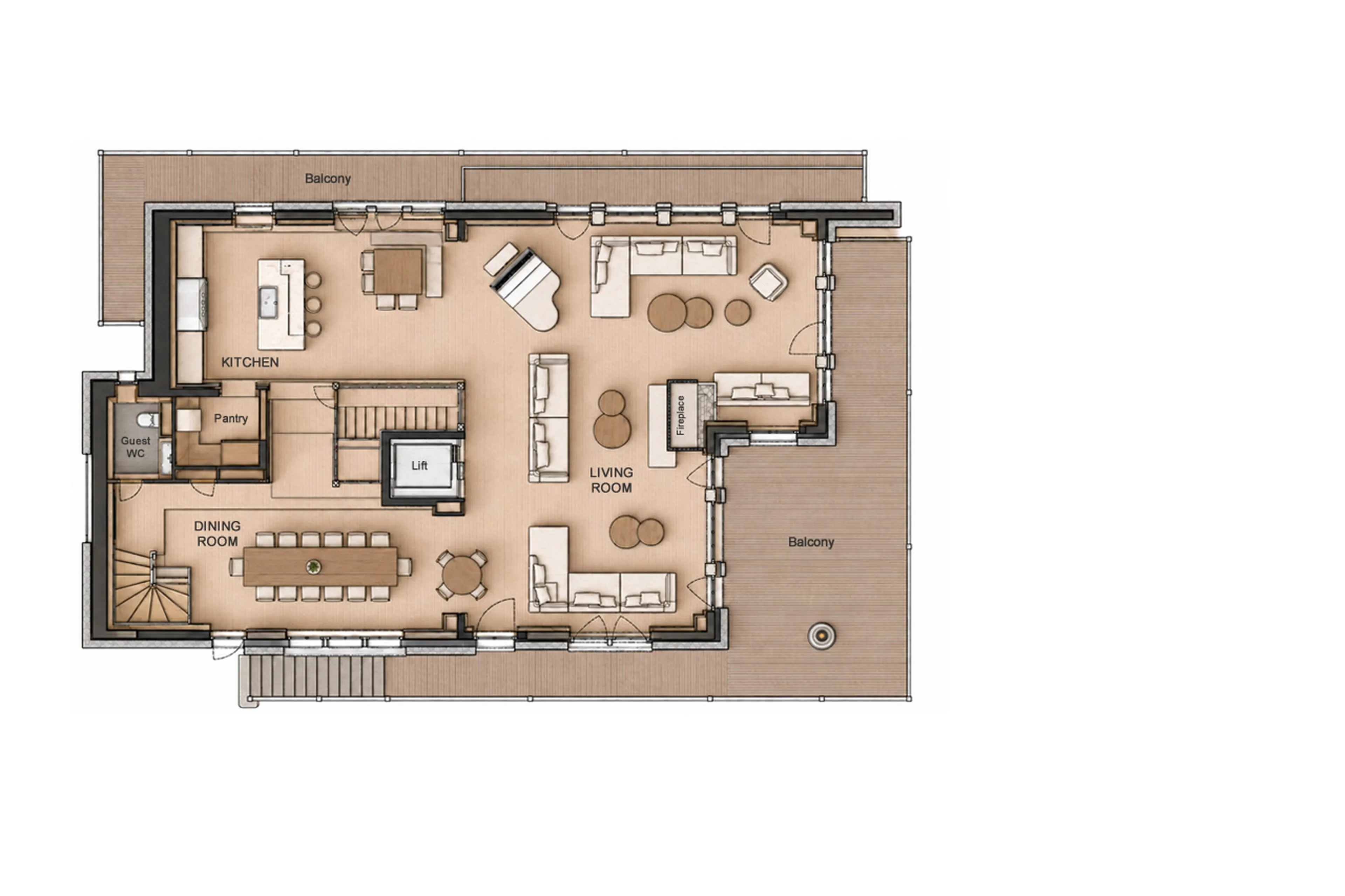 Level 2 floor plan of Chalet Col Pers in Val d'Isere