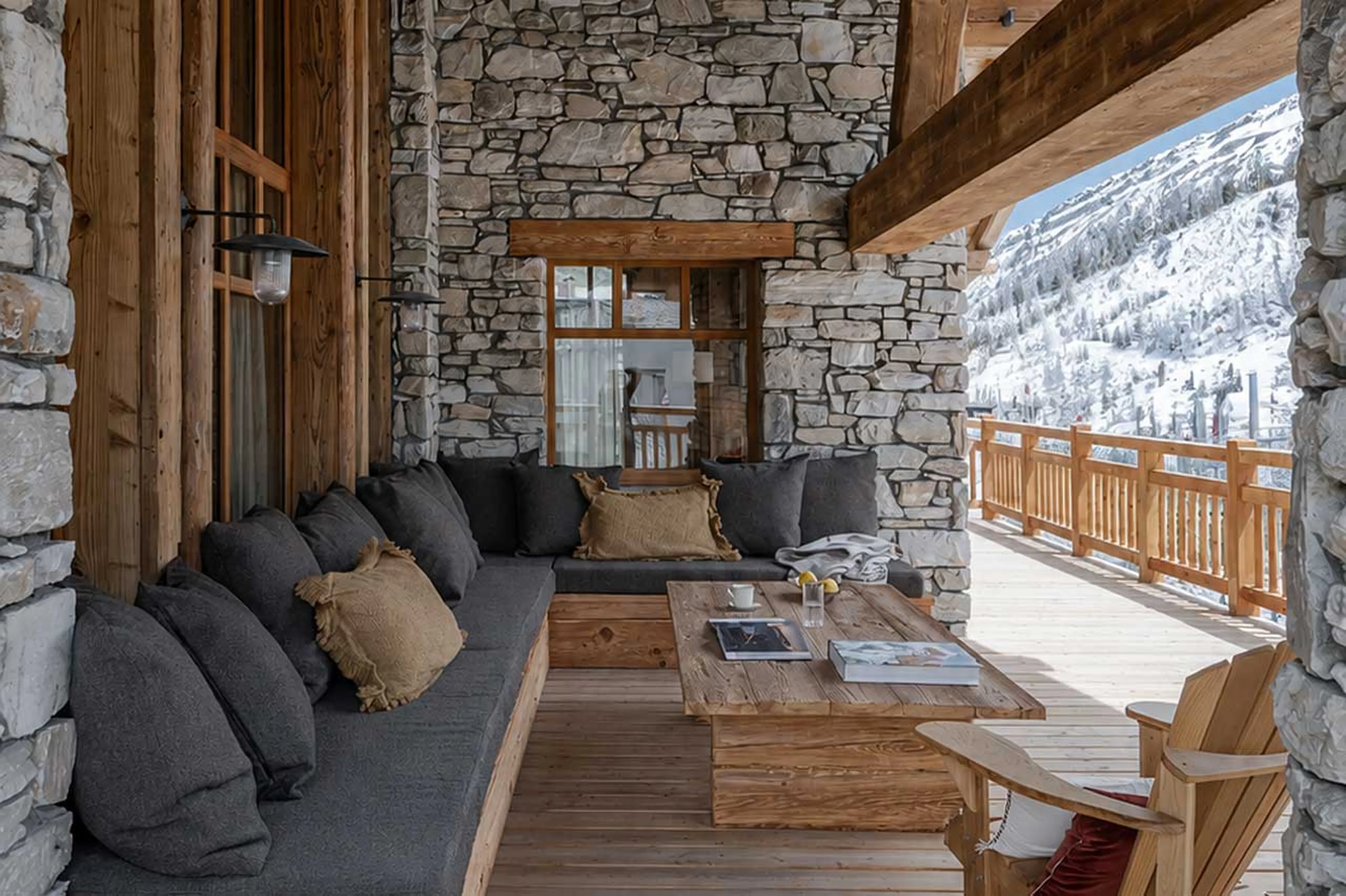 Balcony sofa at Chalet Col Pers in Val d'Isere
