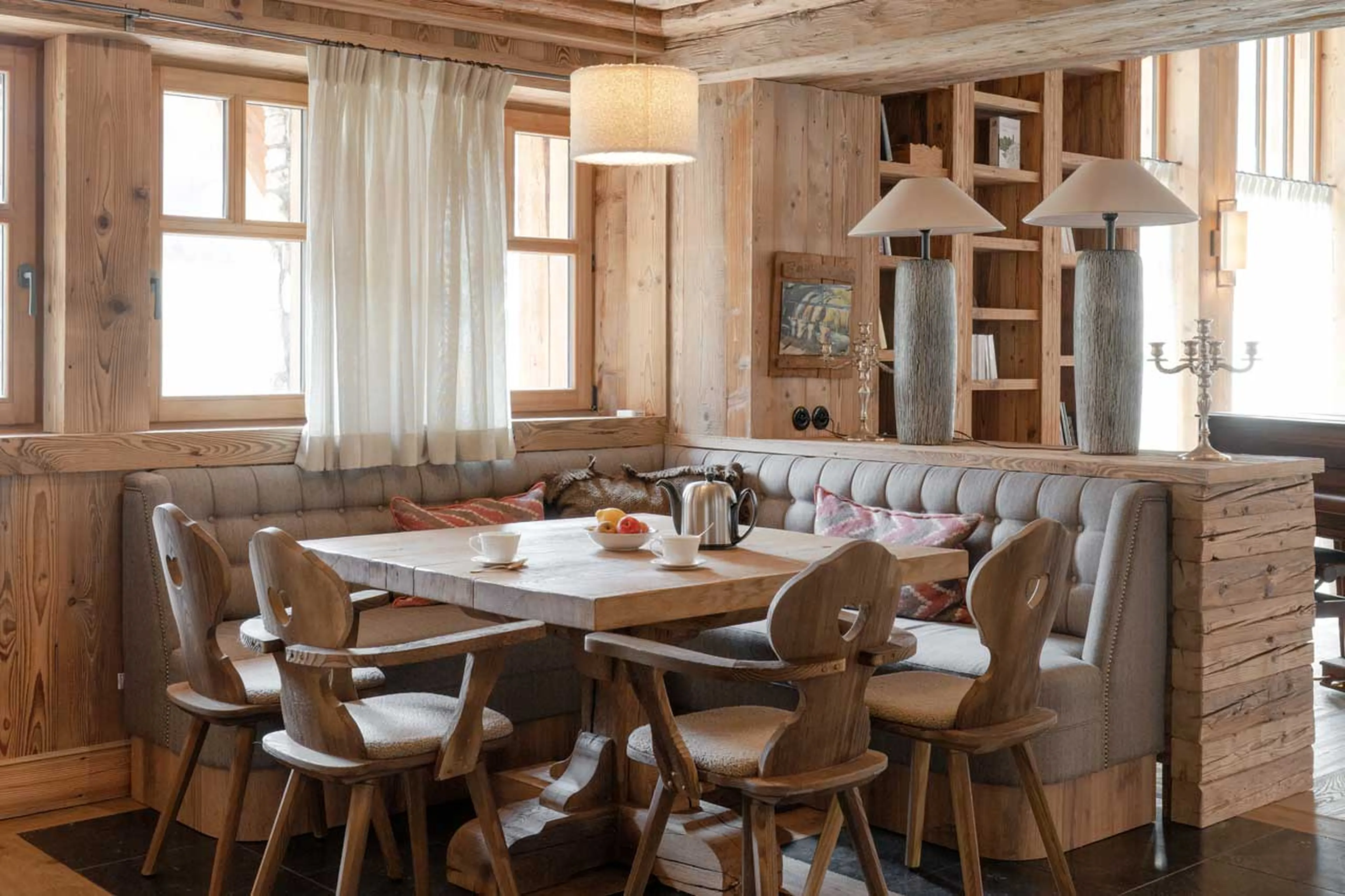 Breakfast table at Chalet Col Pers in Val d'Isere