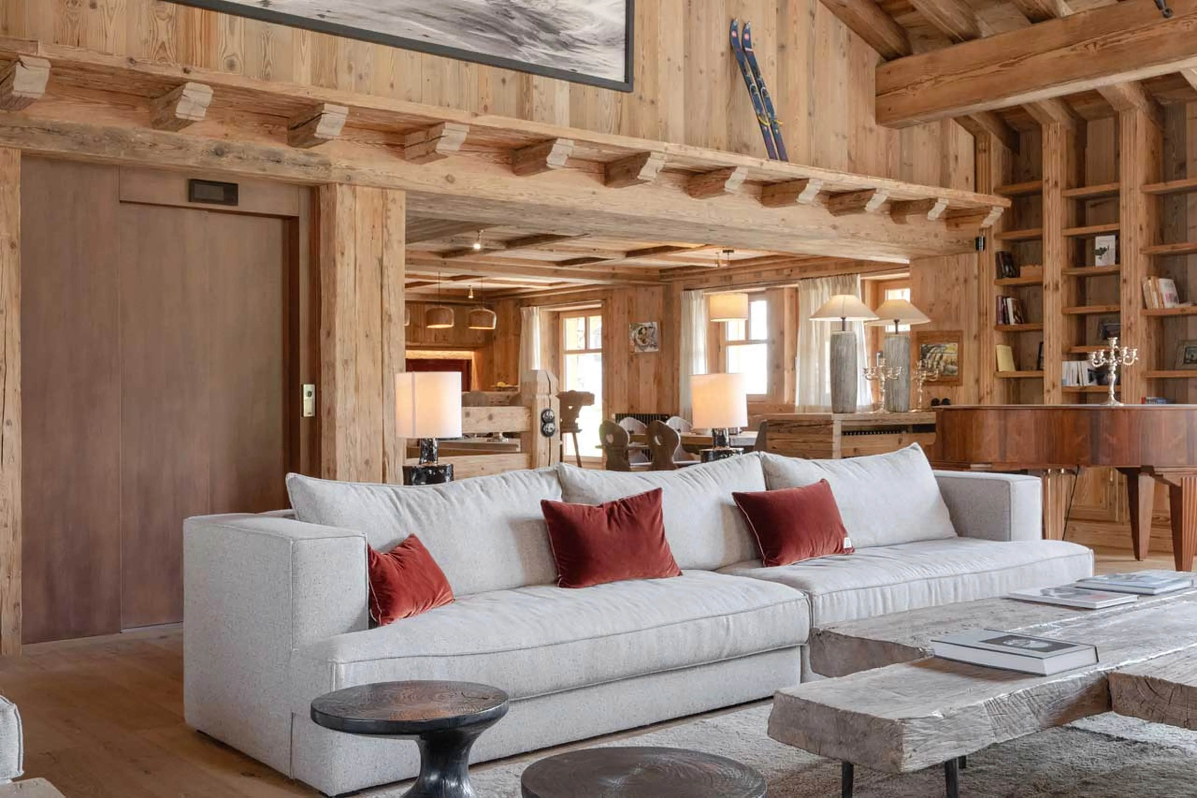 Living area open-plan at Chalet Col Pers in Val d'Isere