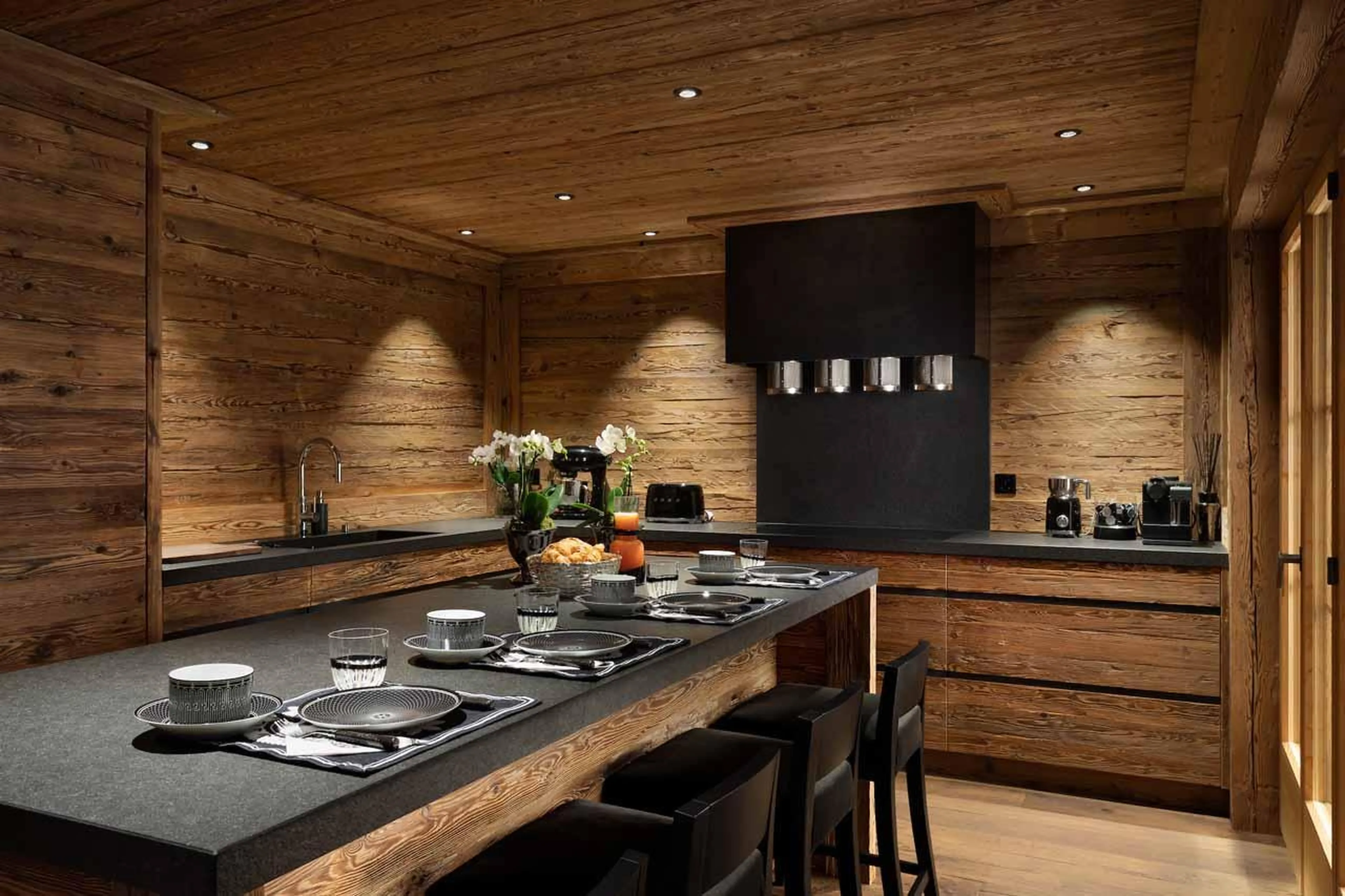 Kitchen island in Chalet Colombe, Gstaad