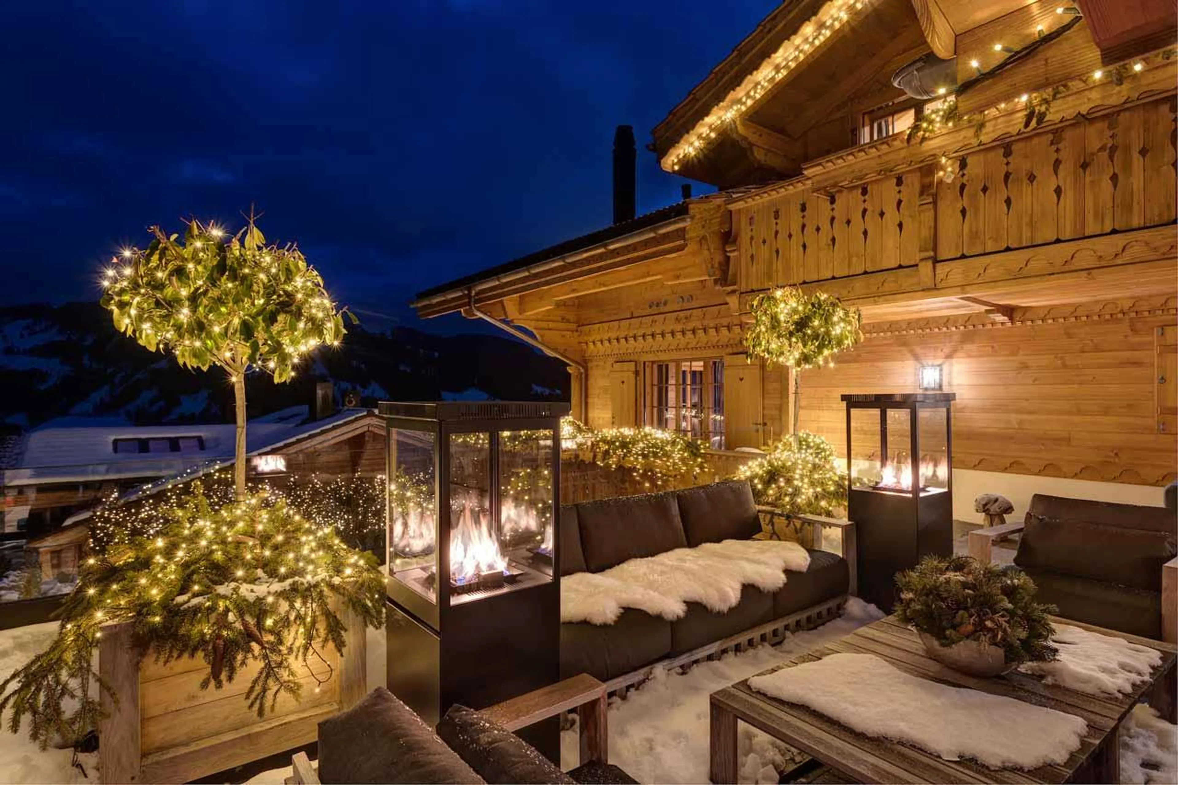 Outdoor seating in Chalet Colombe, Gstaad
