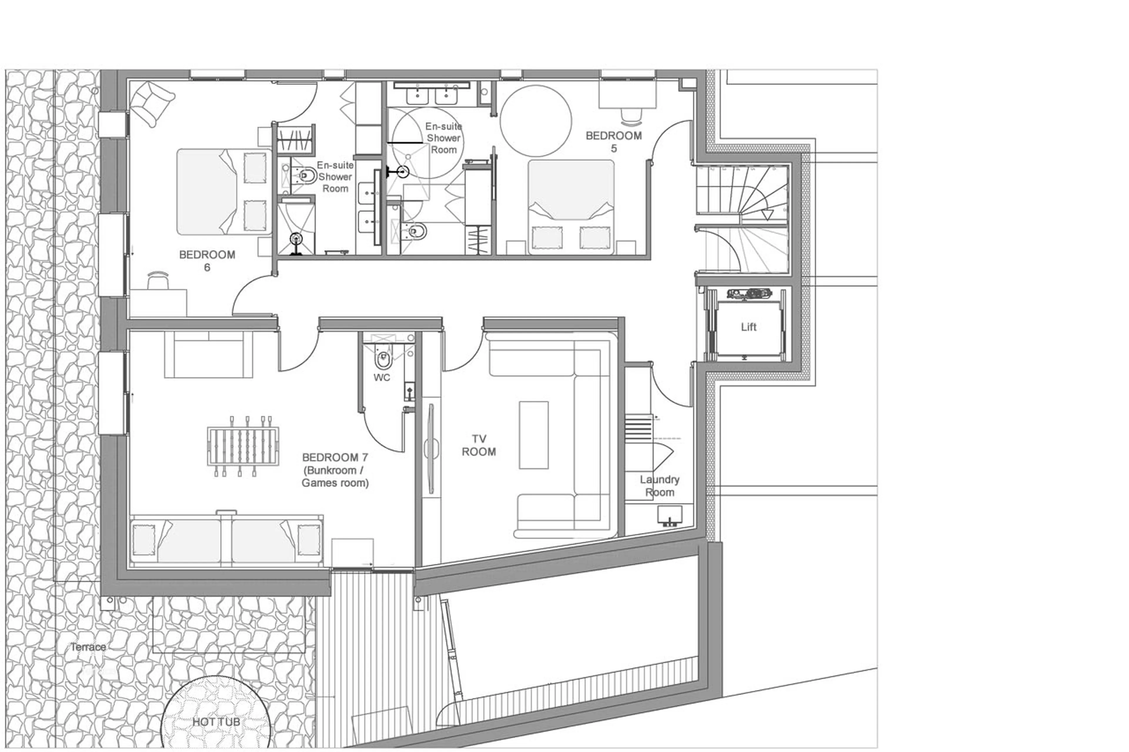 Level -2 floor plan of Chalet Constantia in St Martin de Belleville