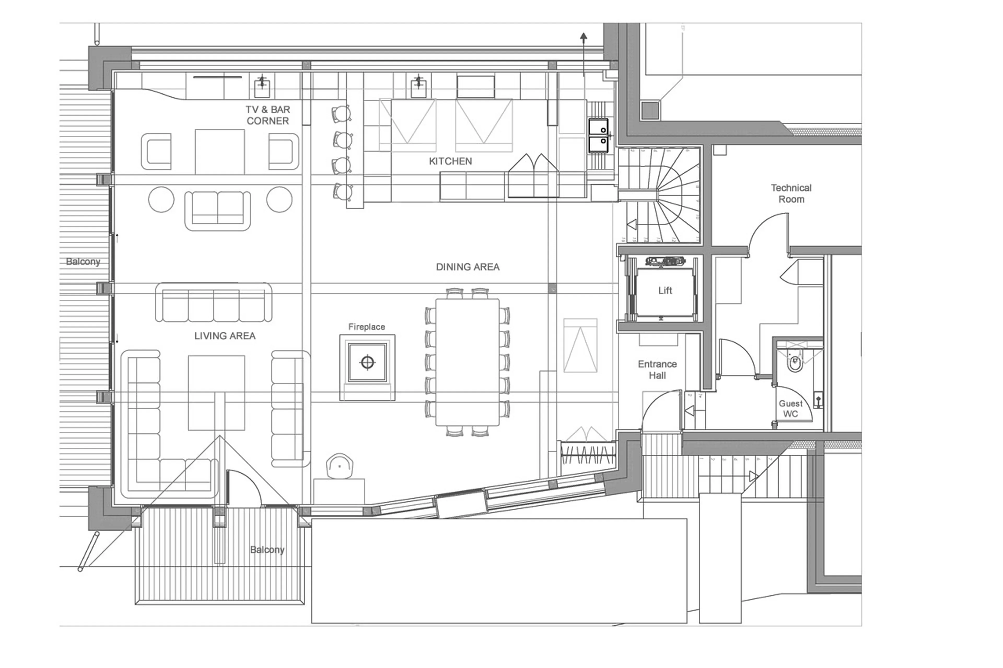 Level 0 floor plan of Chalet Constantia in St Martin de Belleville