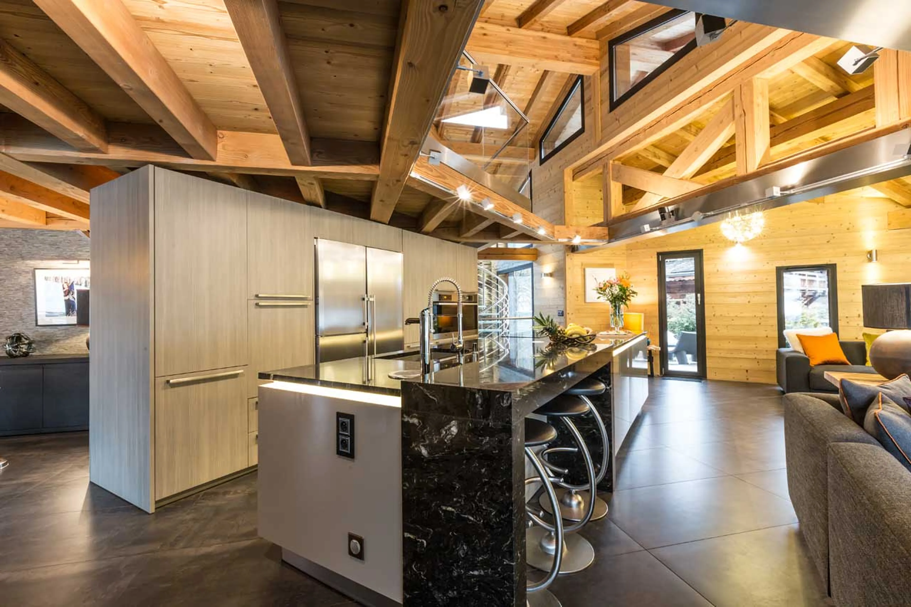 Bar counter in kitchen area in Chalet Couttet in Chamonix