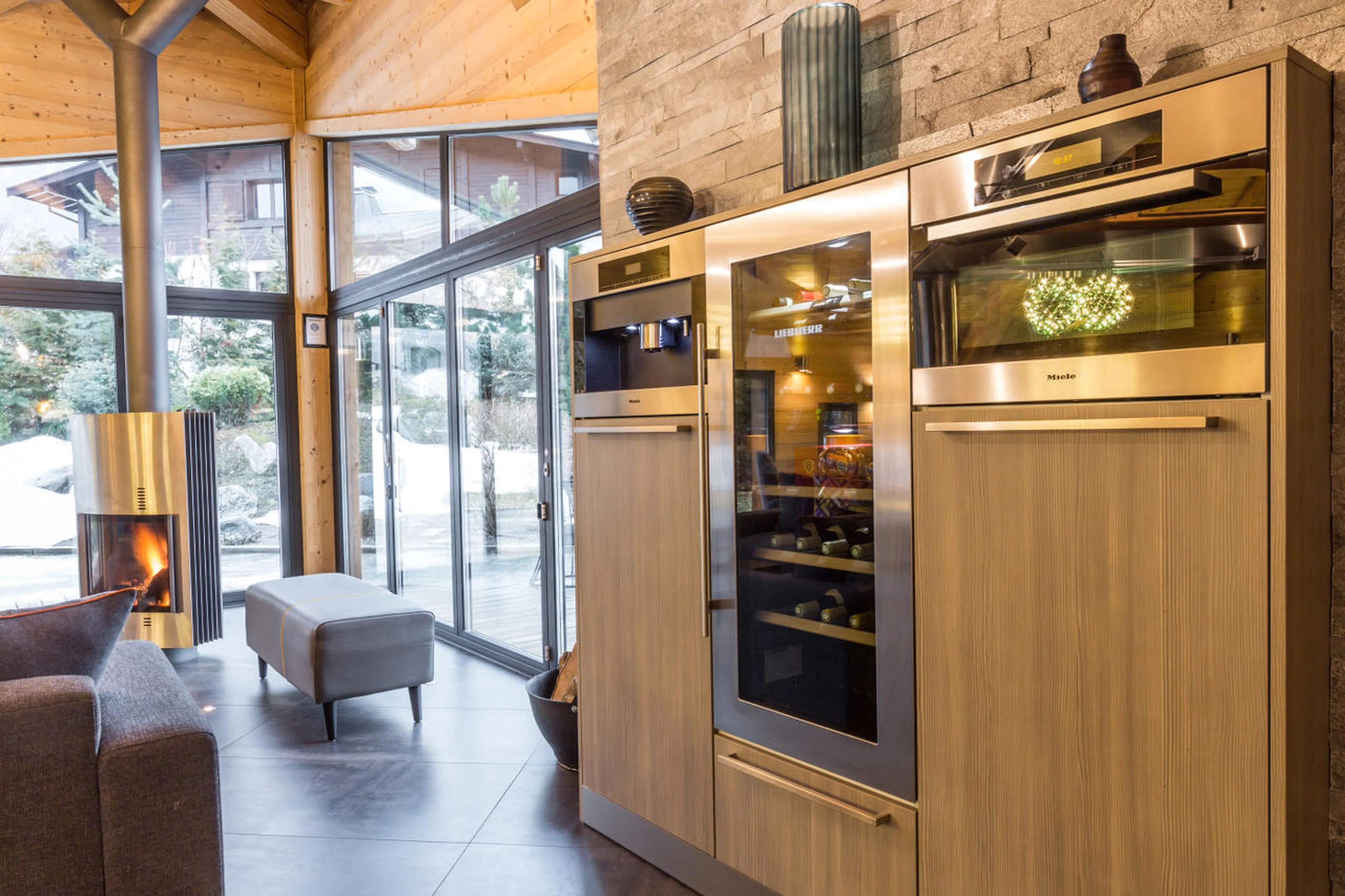 Tea, coffee and wine station in Chalet Couttet in Chamonix