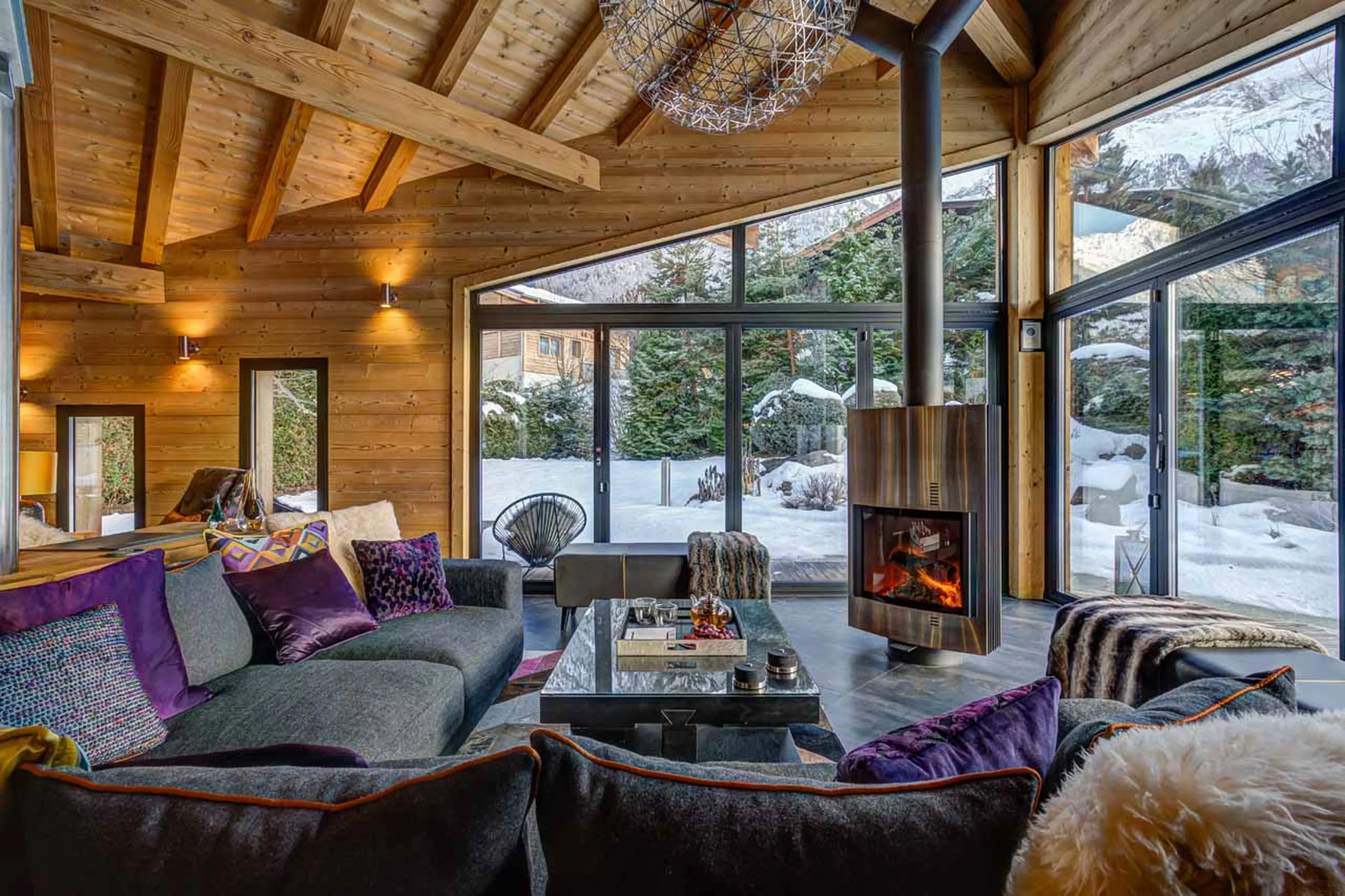 Fireplace at Chalet Couttet in Chamonix